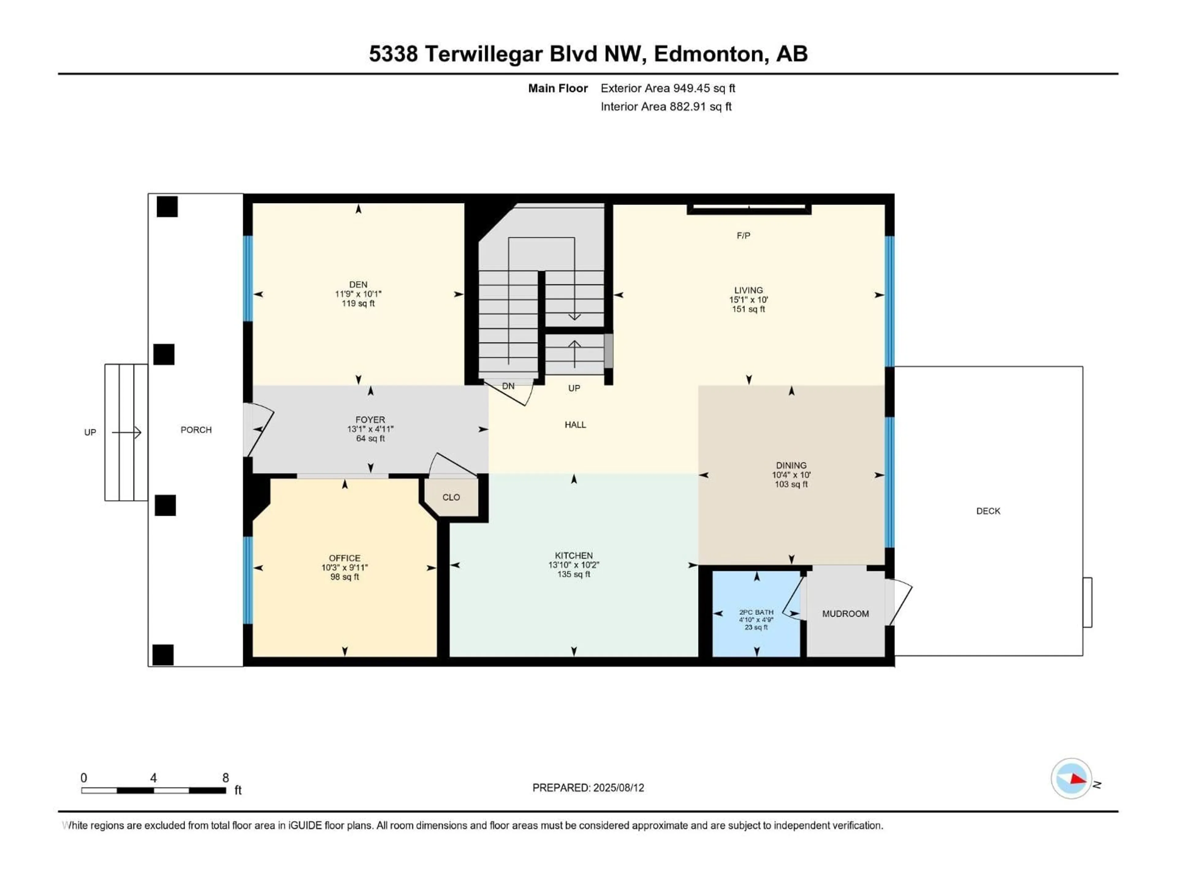 Floor plan for 5338 TERWILLEGAR BV, Edmonton Alberta T6R3H8