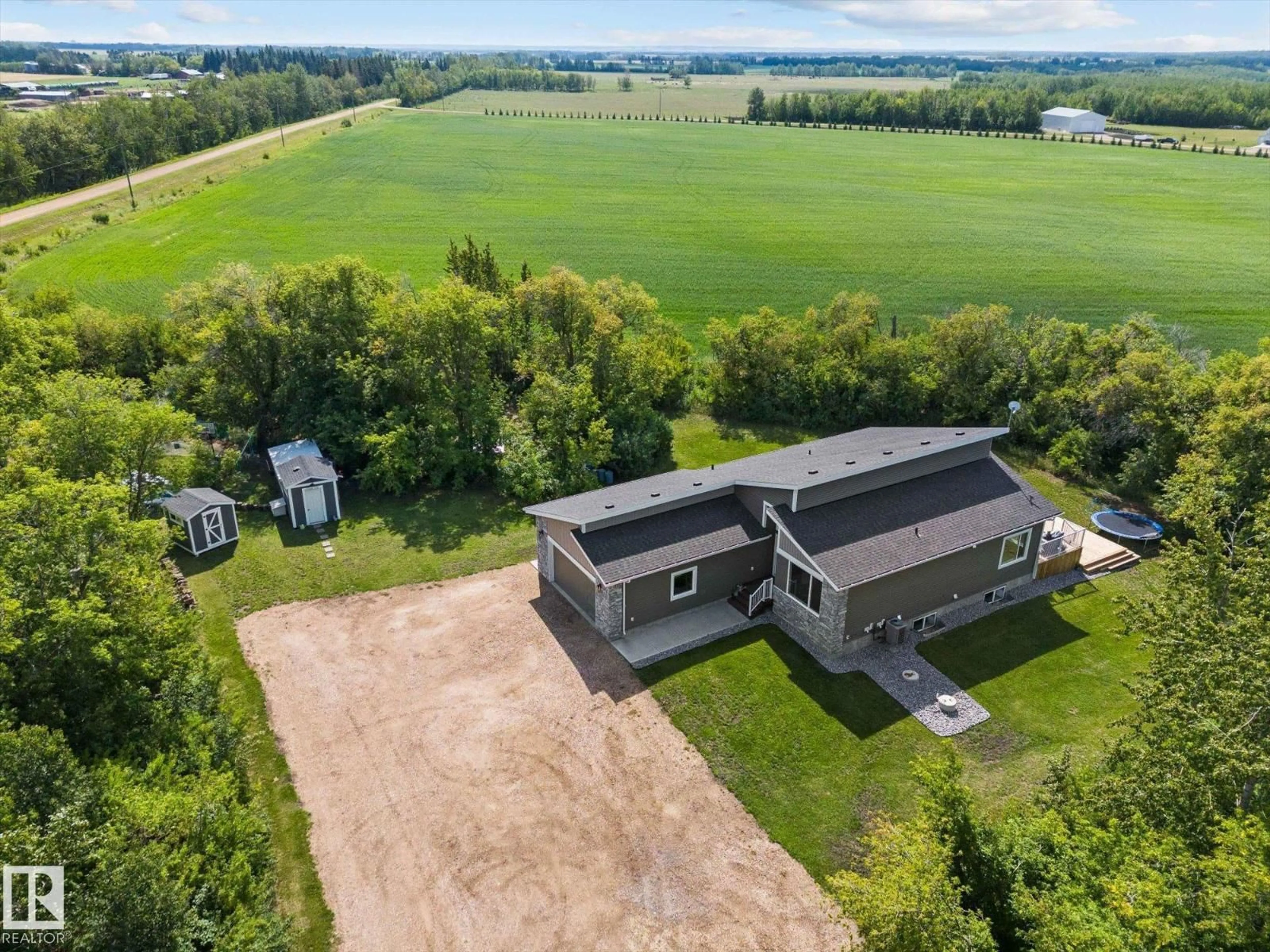 A pic from outside/outdoor area/front of a property/back of a property/a pic from drone, building for 573002 RGE RD 201, Rural Lamont County Alberta T0B0S9