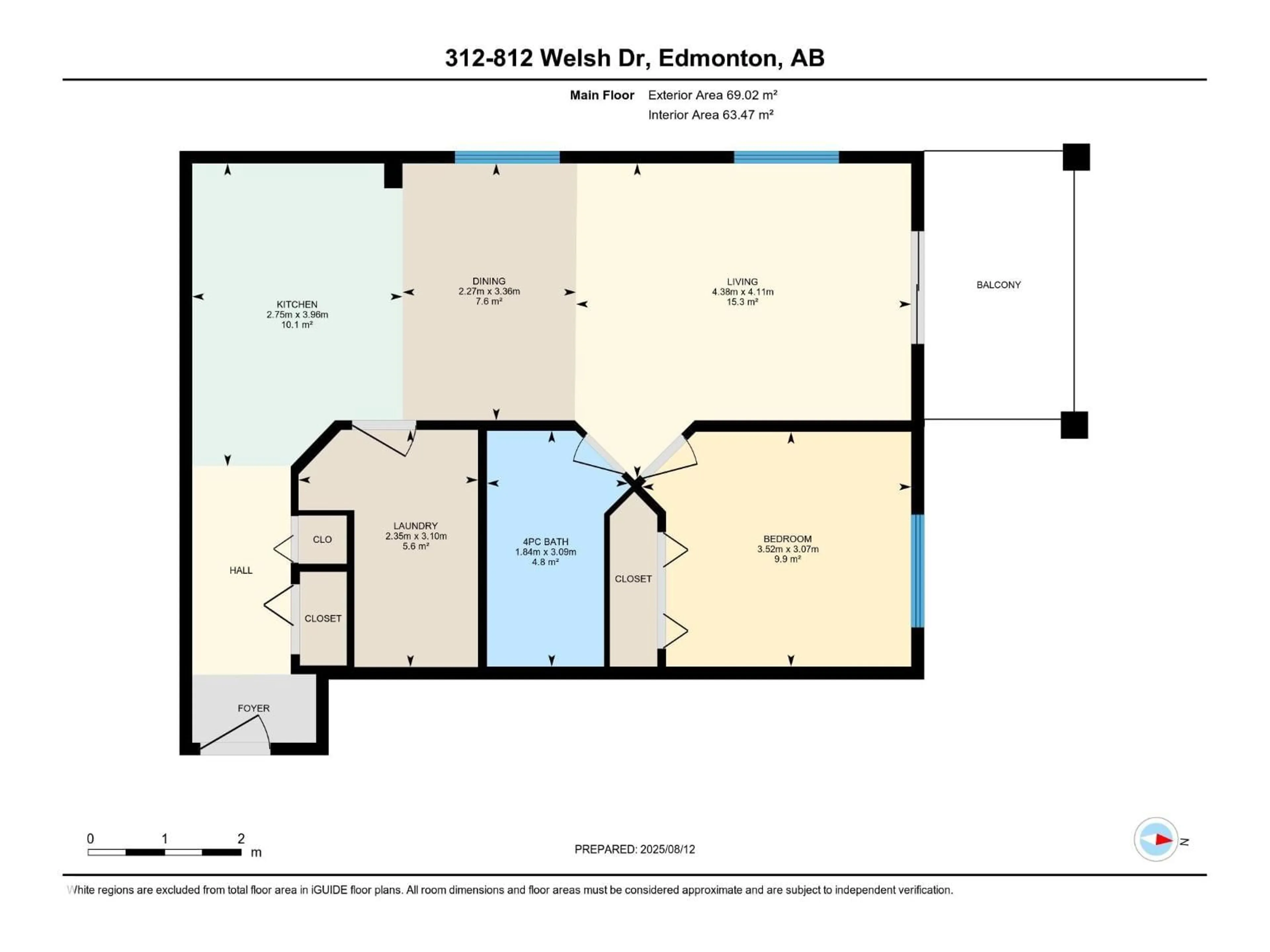 Floor plan for 812 - 312 WELSH DR, Edmonton Alberta T6X1Y7