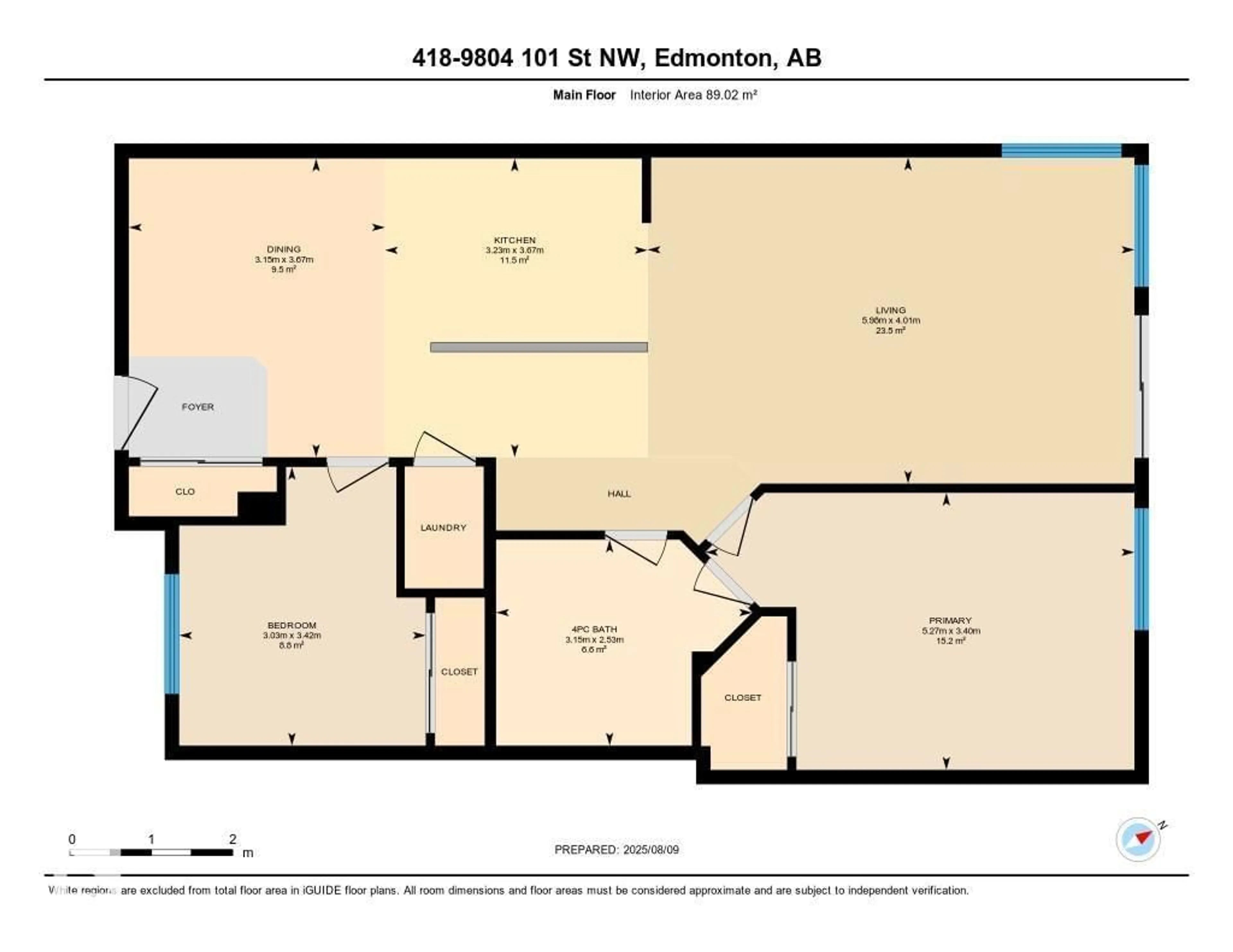 Floor plan for #418 - 9804 101 ST, Edmonton Alberta T5K2X3