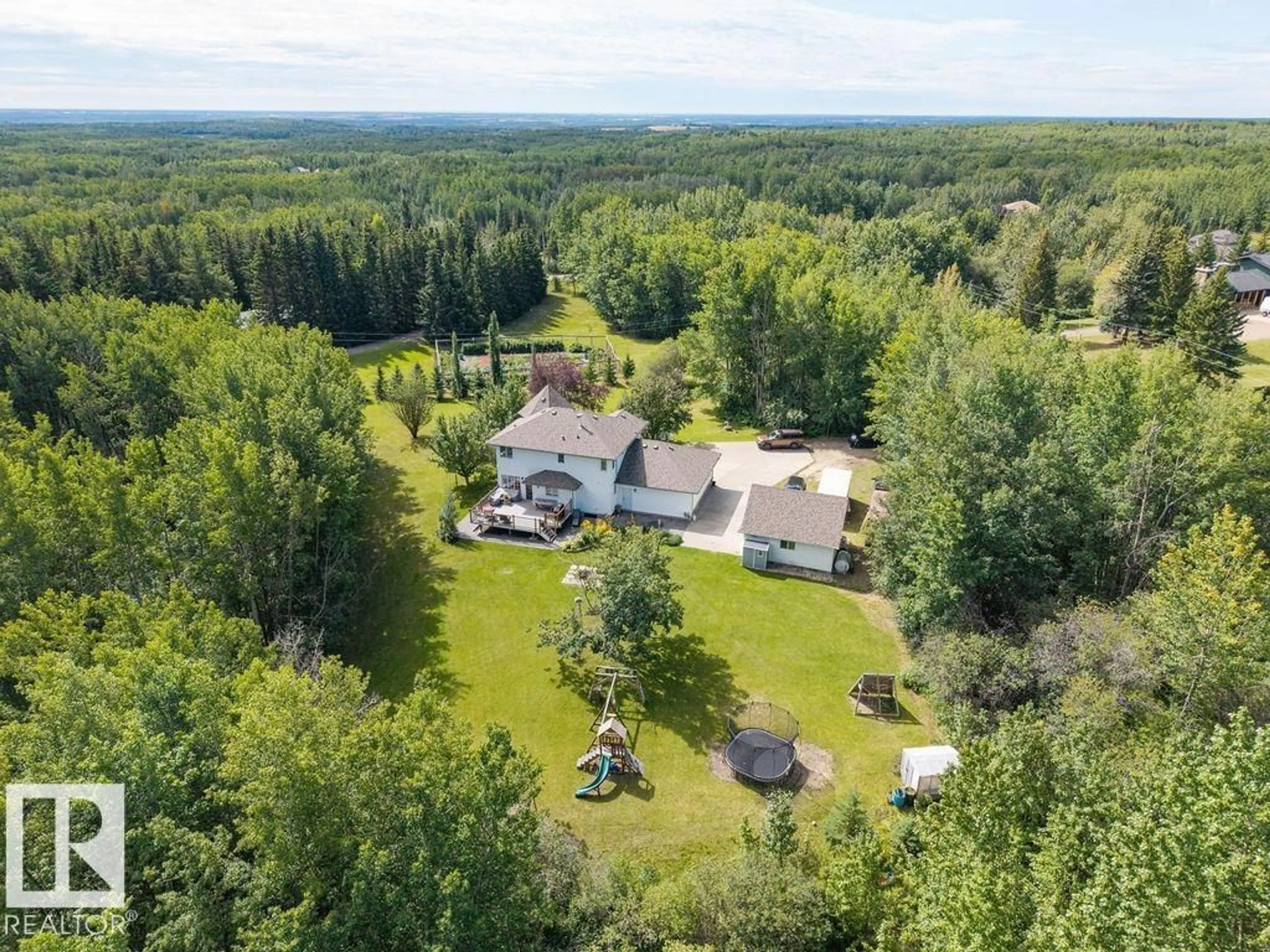 A pic from outside/outdoor area/front of a property/back of a property/a pic from drone, unknown for 18 - 54106 RGE ROAD 275, Rural Parkland County Alberta T7X3V3