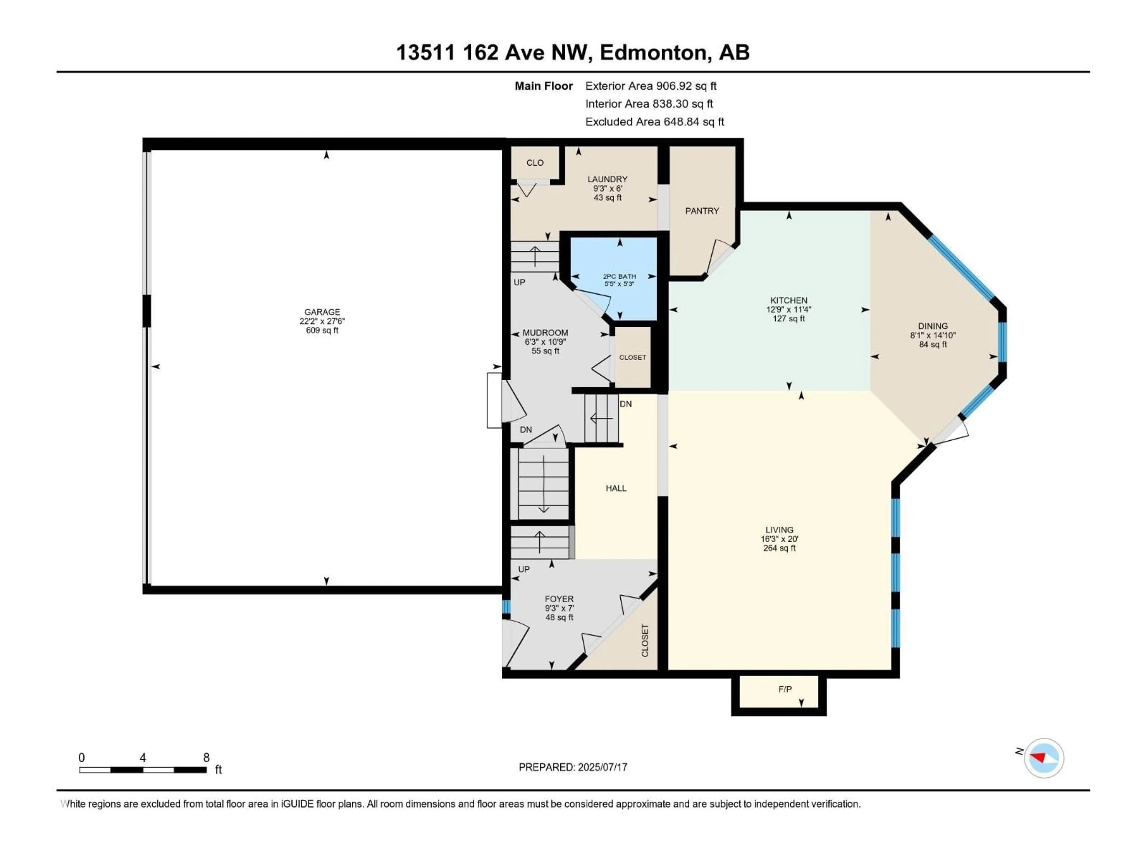 Floor plan for NW - 13511 162 AV, Edmonton Alberta T6V0C1