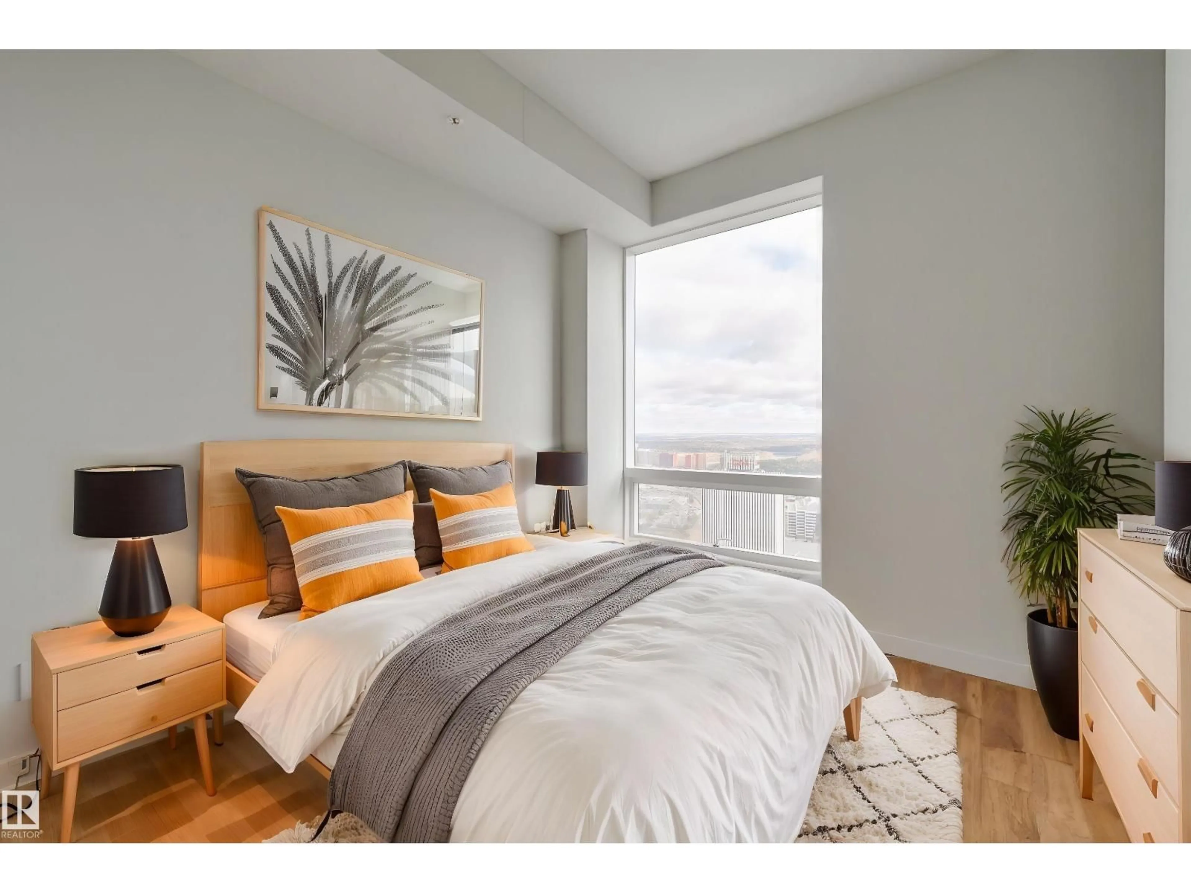 Bedroom with bed, wood/laminate floor for 10360 - 3704 102 ST, Edmonton Alberta T5J0K6