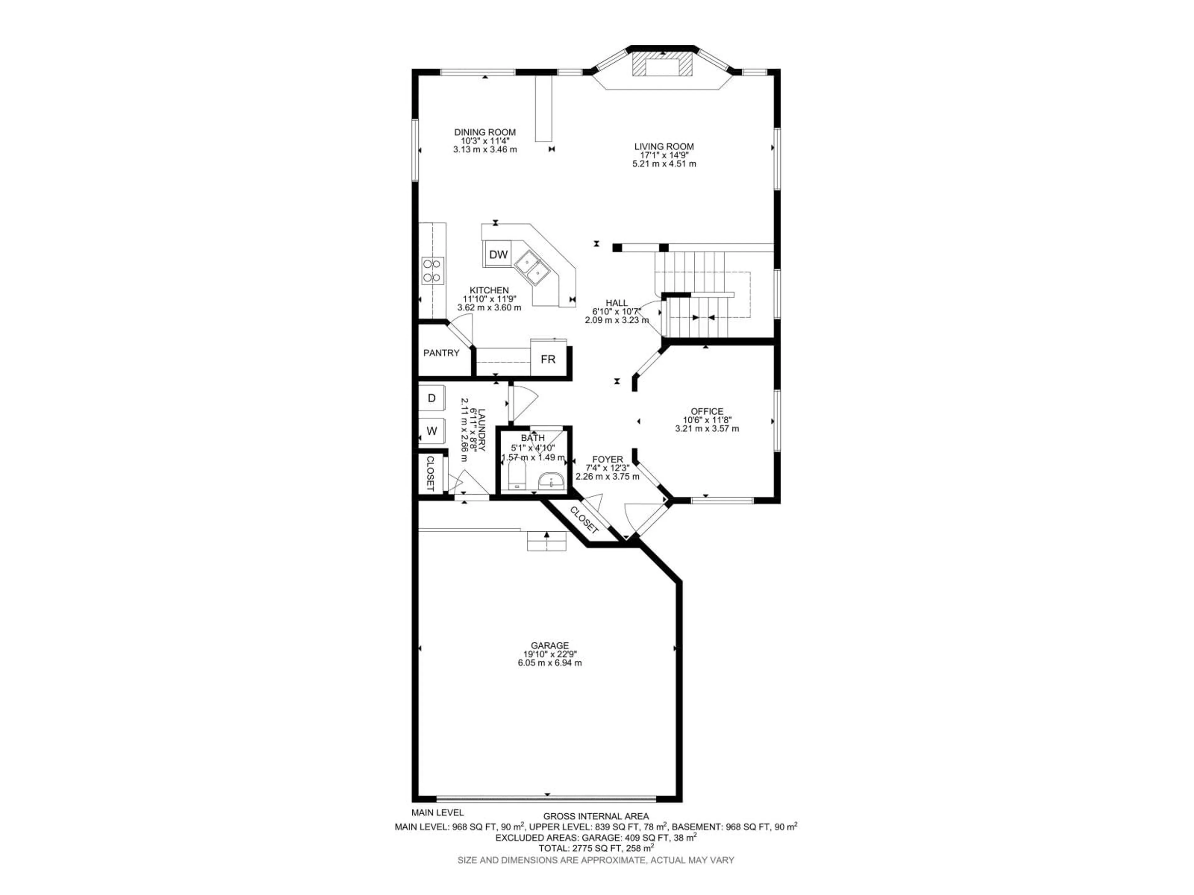 Floor plan for 3719 163 AV, Edmonton Alberta T5Y0H9