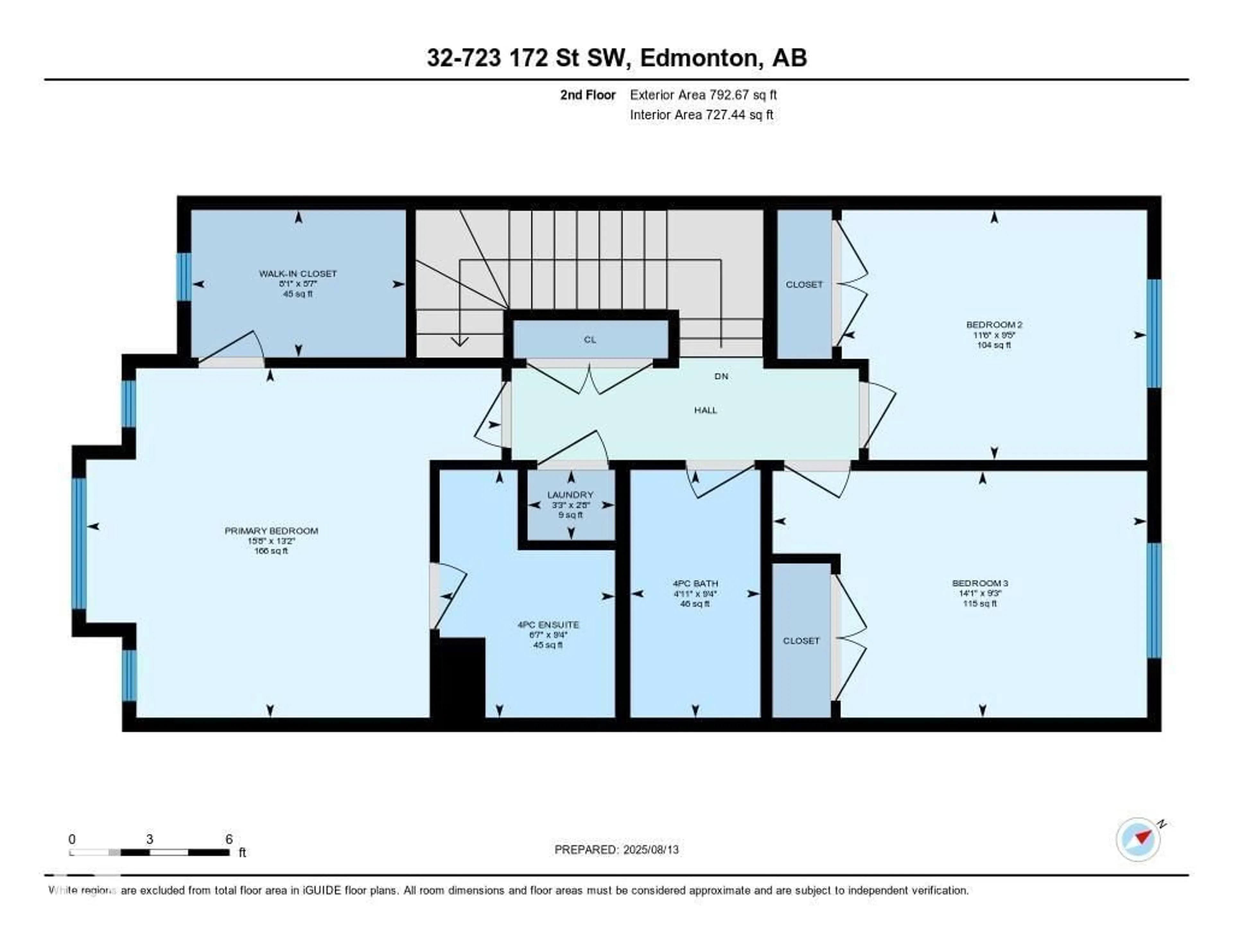Floor plan for 32 723 172 ST SW, Edmonton Alberta T6W2N6