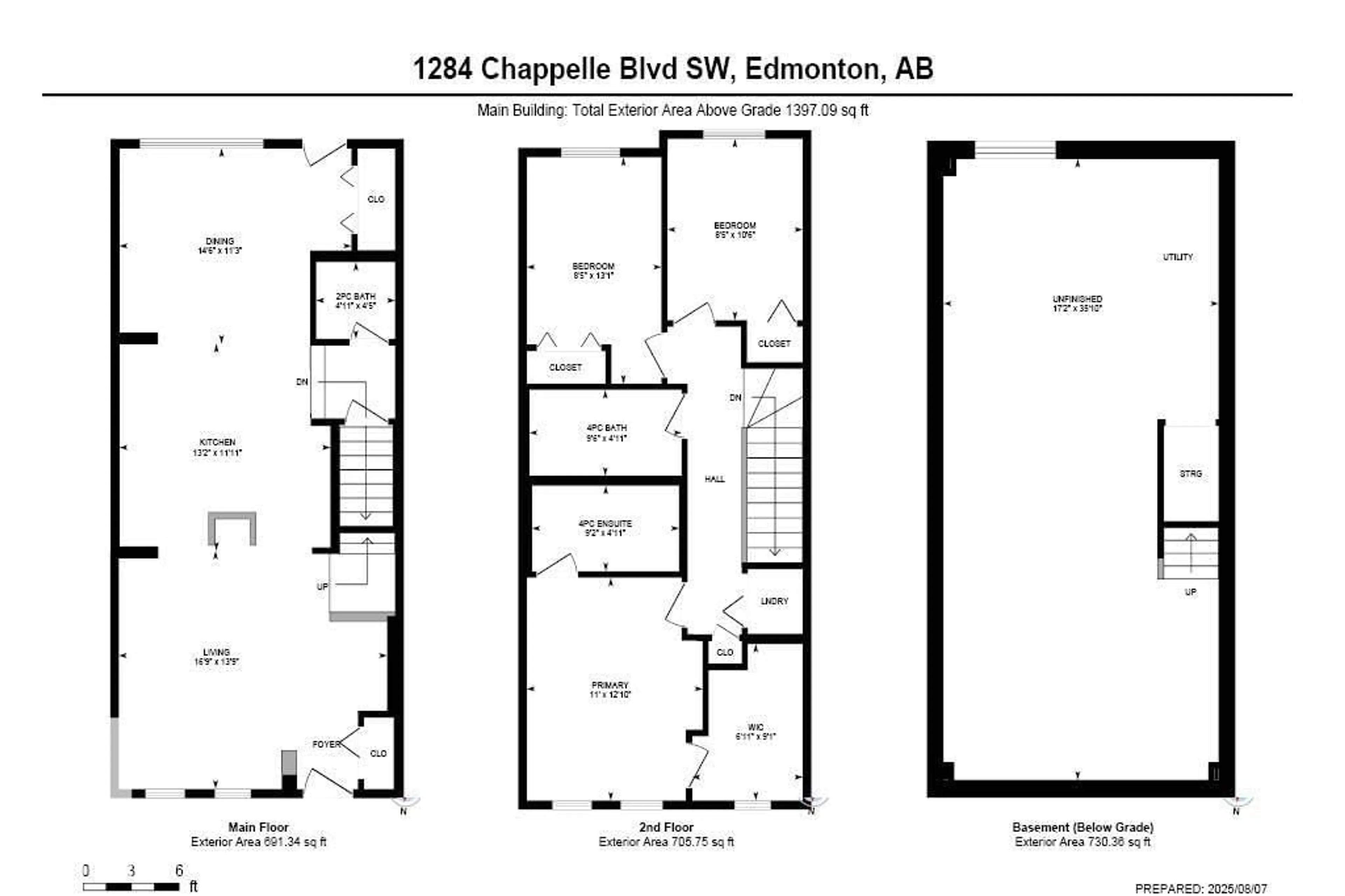 Floor plan for 1284 CHAPPELLE BV, Edmonton Alberta T6W0Y8