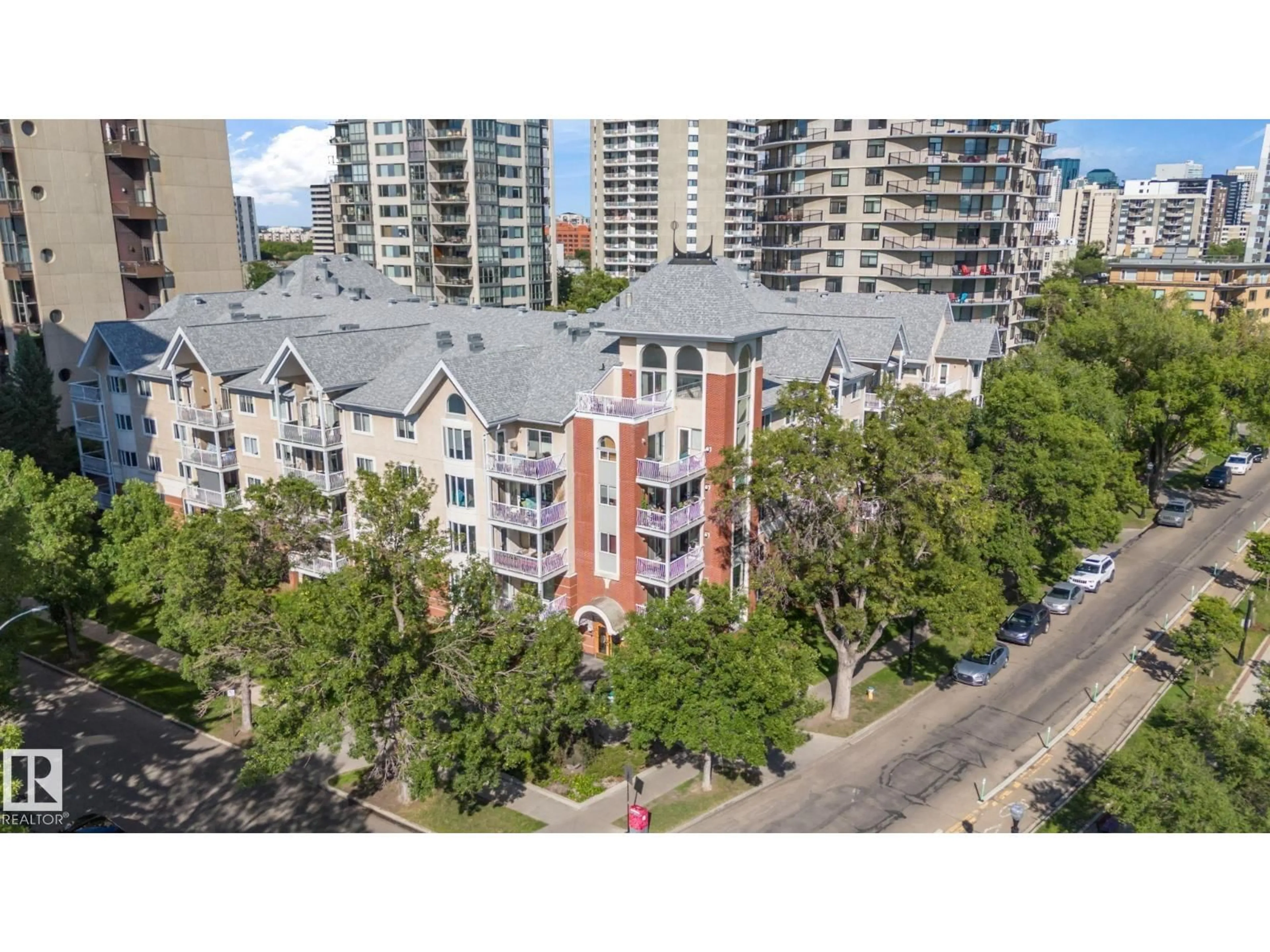 A pic from outside/outdoor area/front of a property/back of a property/a pic from drone, city buildings view from balcony for #405 - 11716 100 AV, Edmonton Alberta T5K2G3