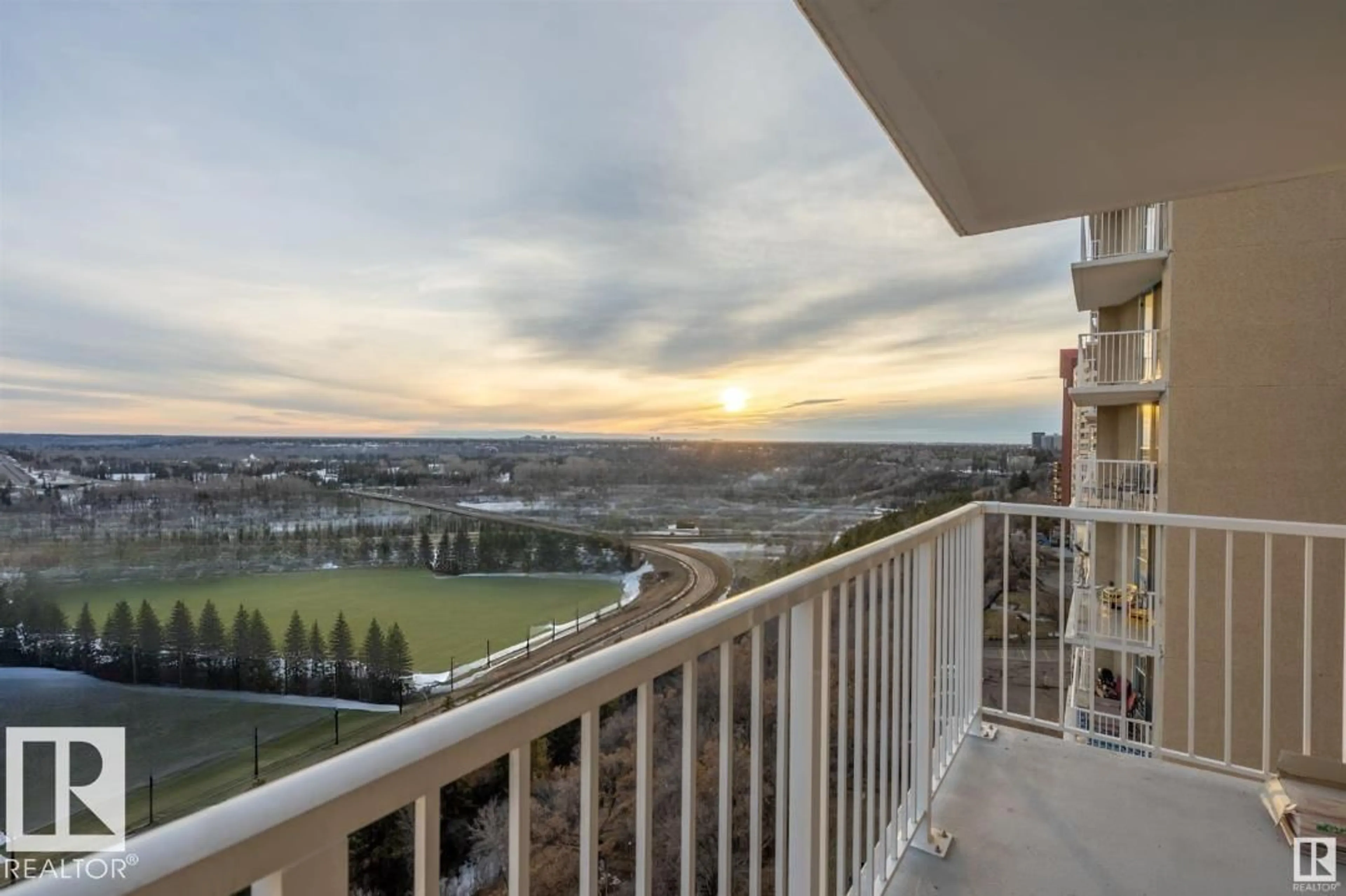 Balcony in the apartment, water/lake/river/ocean view for #1007 - 12121 JASPER AV, Edmonton Alberta T5N3X7