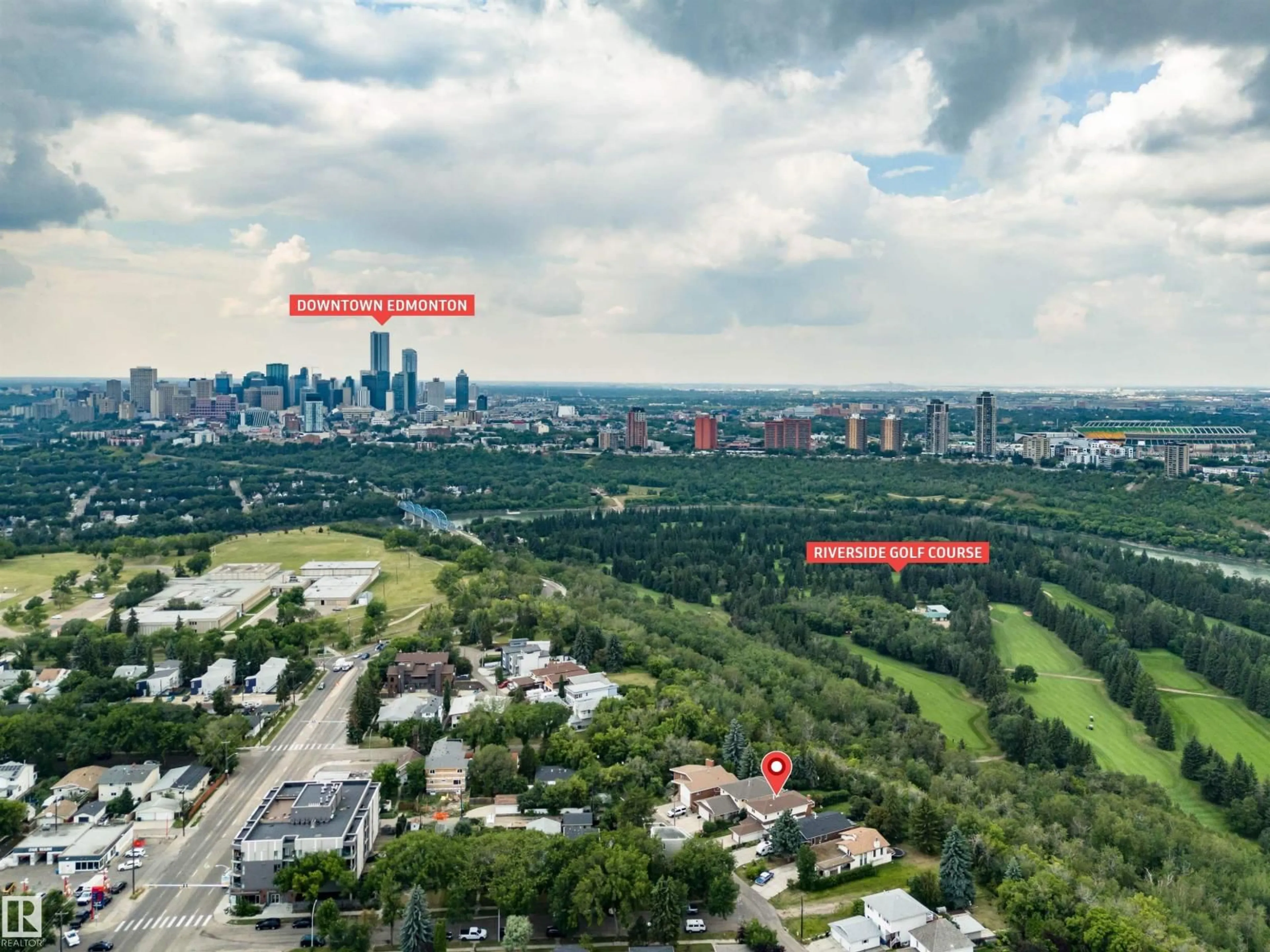 A pic from outside/outdoor area/front of a property/back of a property/a pic from drone, city buildings view from balcony for 8212 ROWLAND RD, Edmonton Alberta T6A3W9