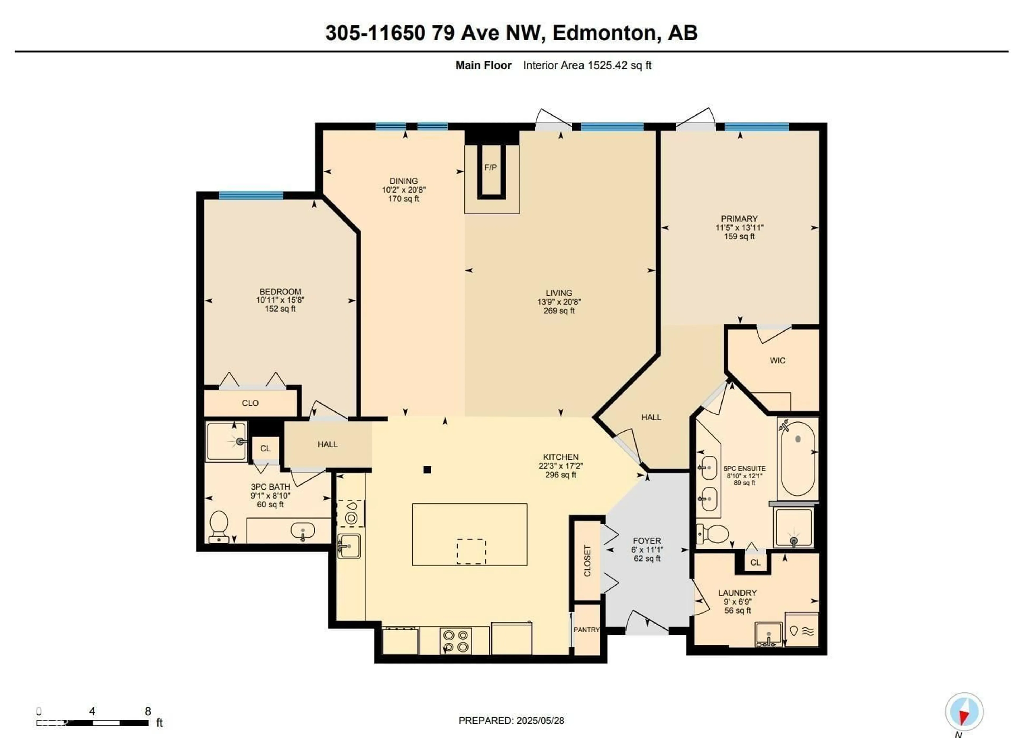 Floor plan for #305 - 11650 79 AV, Edmonton Alberta T6G0P7