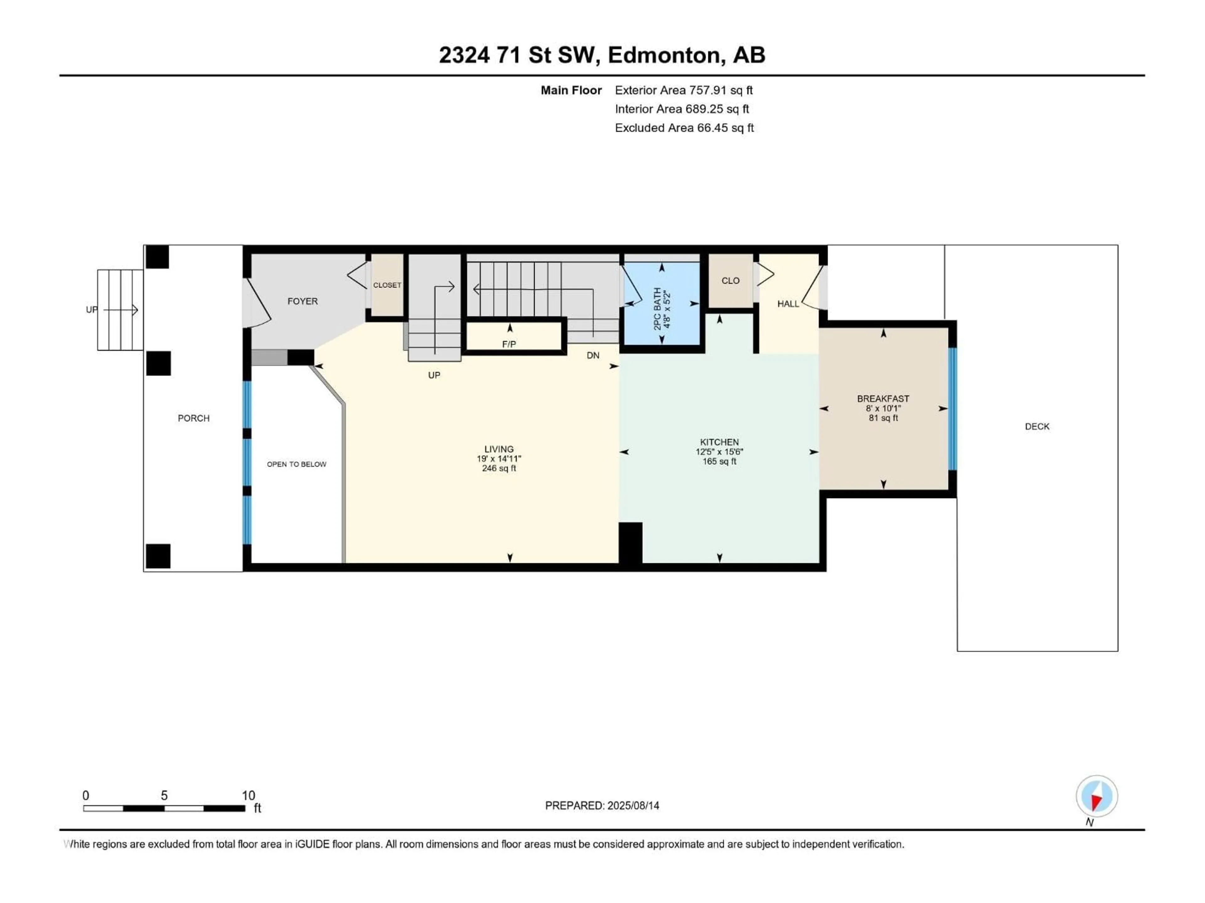 Floor plan for SW - 2324 71 ST, Edmonton Alberta T6X1Z1