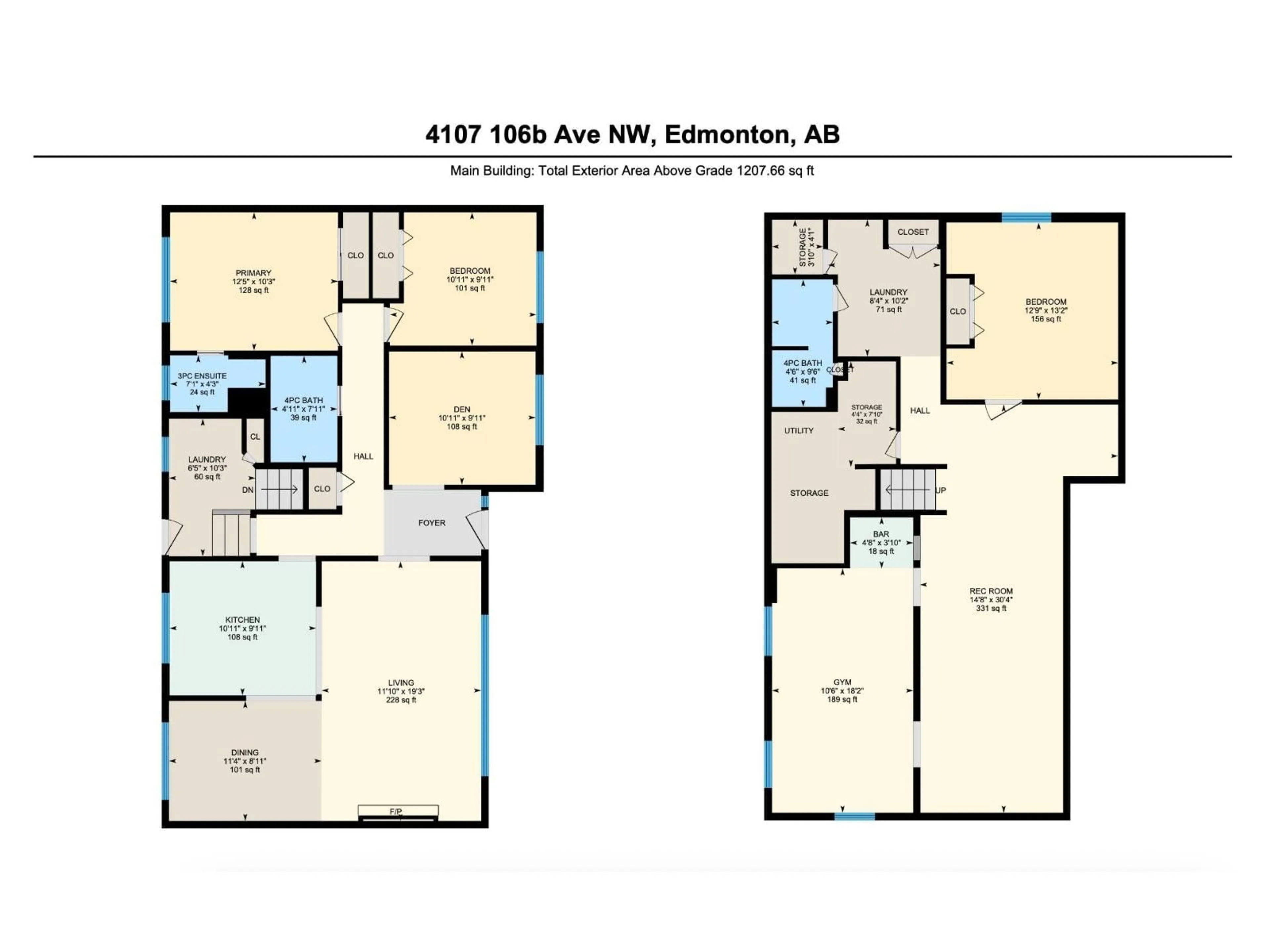 Floor plan for NW - 4107 106B AV, Edmonton Alberta T6A1K7