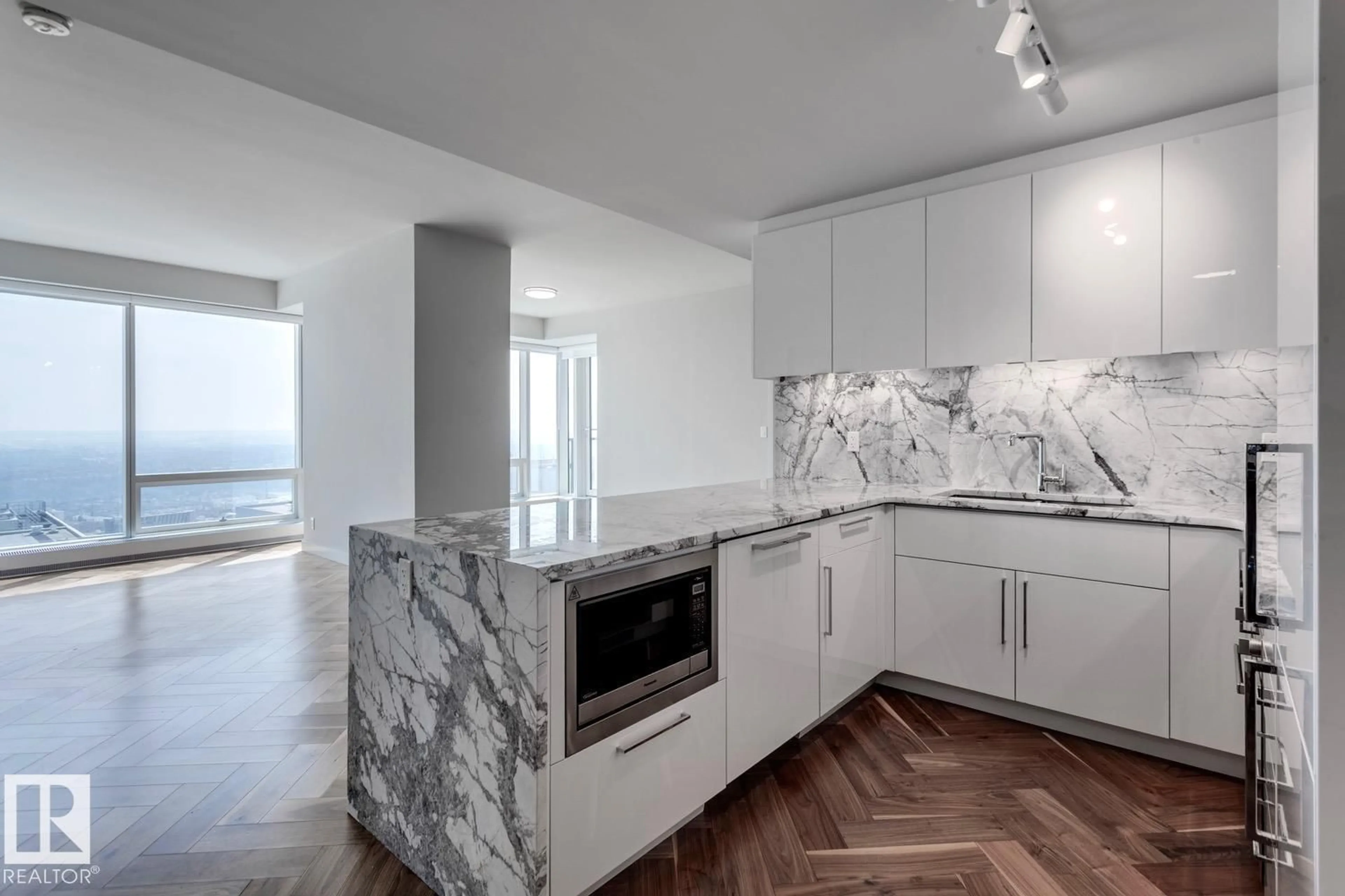 Contemporary kitchen, ceramic/tile floor for 4104 10360 102 ST NW, Edmonton Alberta T5J0K6