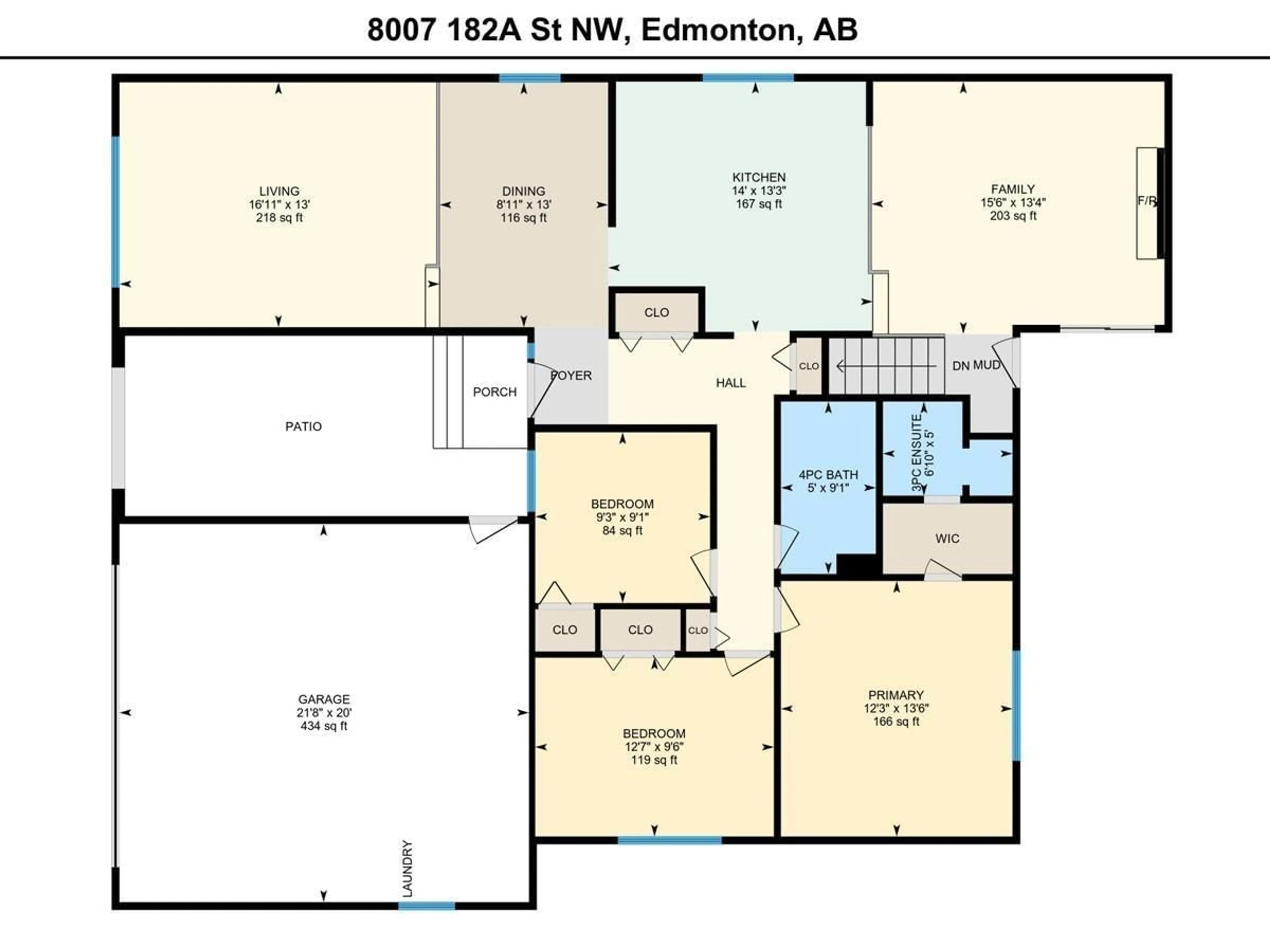 Floor plan for NW - 8007 182A ST, Edmonton Alberta T5T0V2