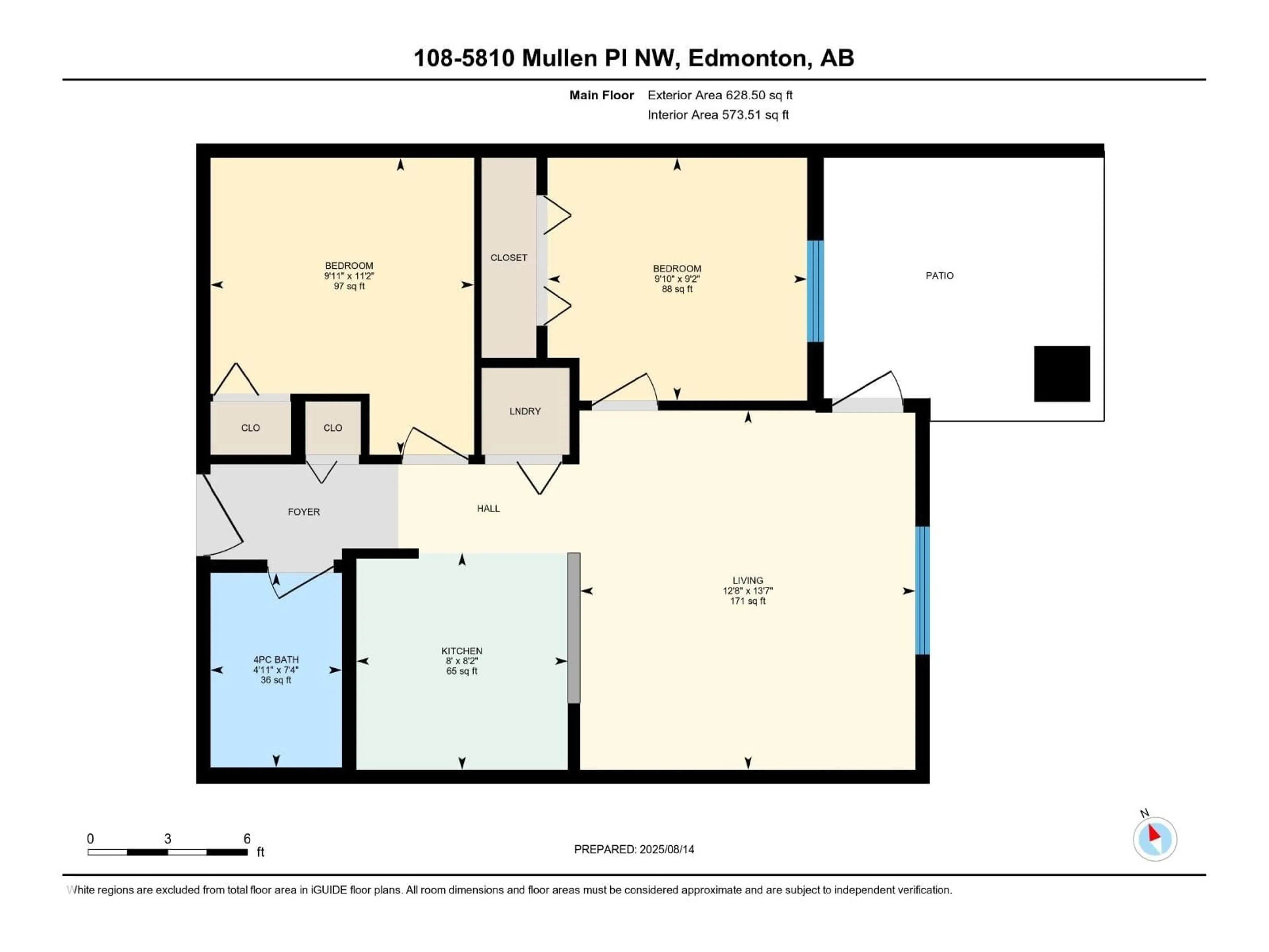 Floor plan for #108 - 5810 MULLEN PL, Edmonton Alberta T6R0W3