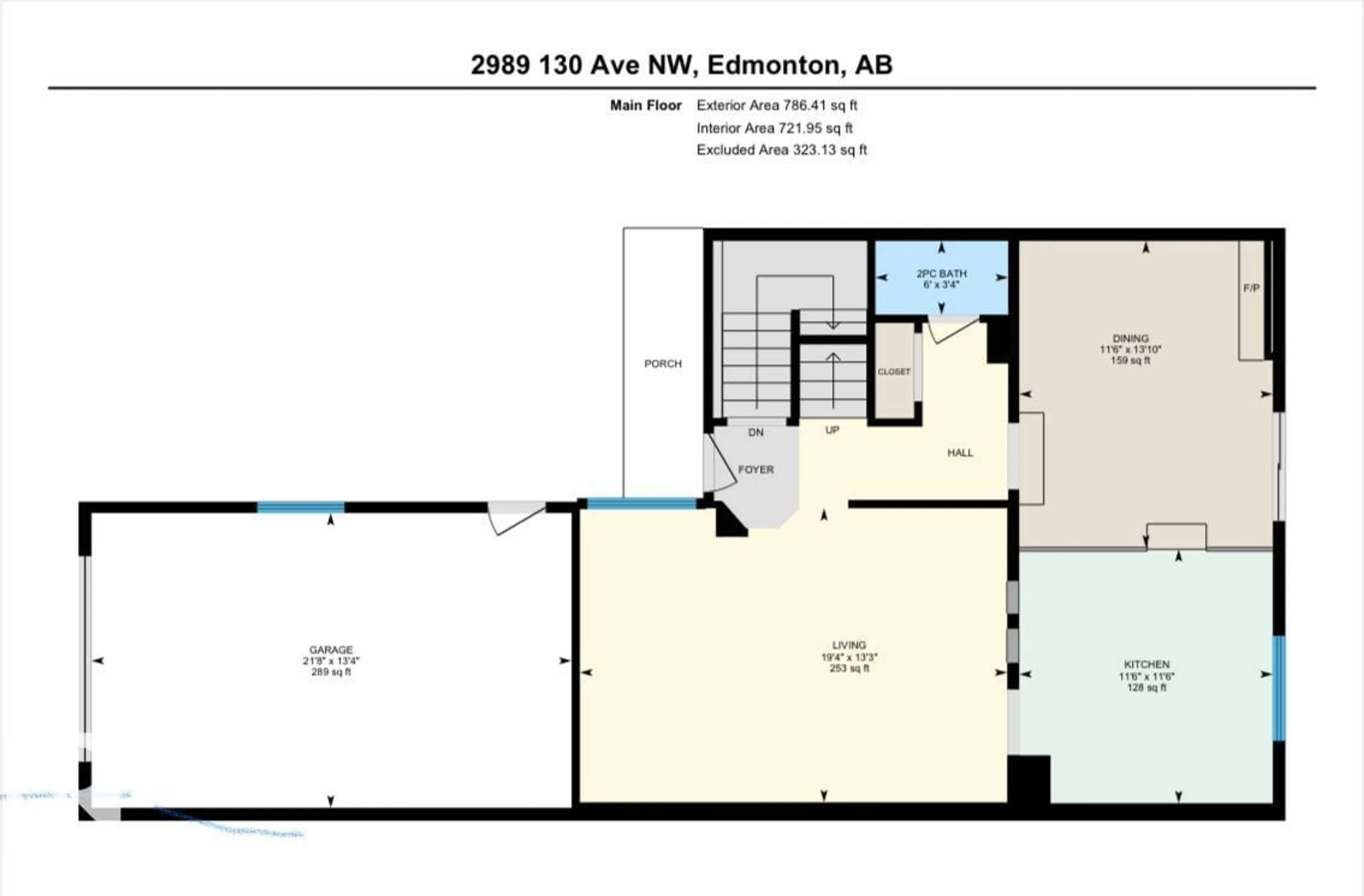 Floor plan for 2989 130 AV, Edmonton Alberta T5A3M1