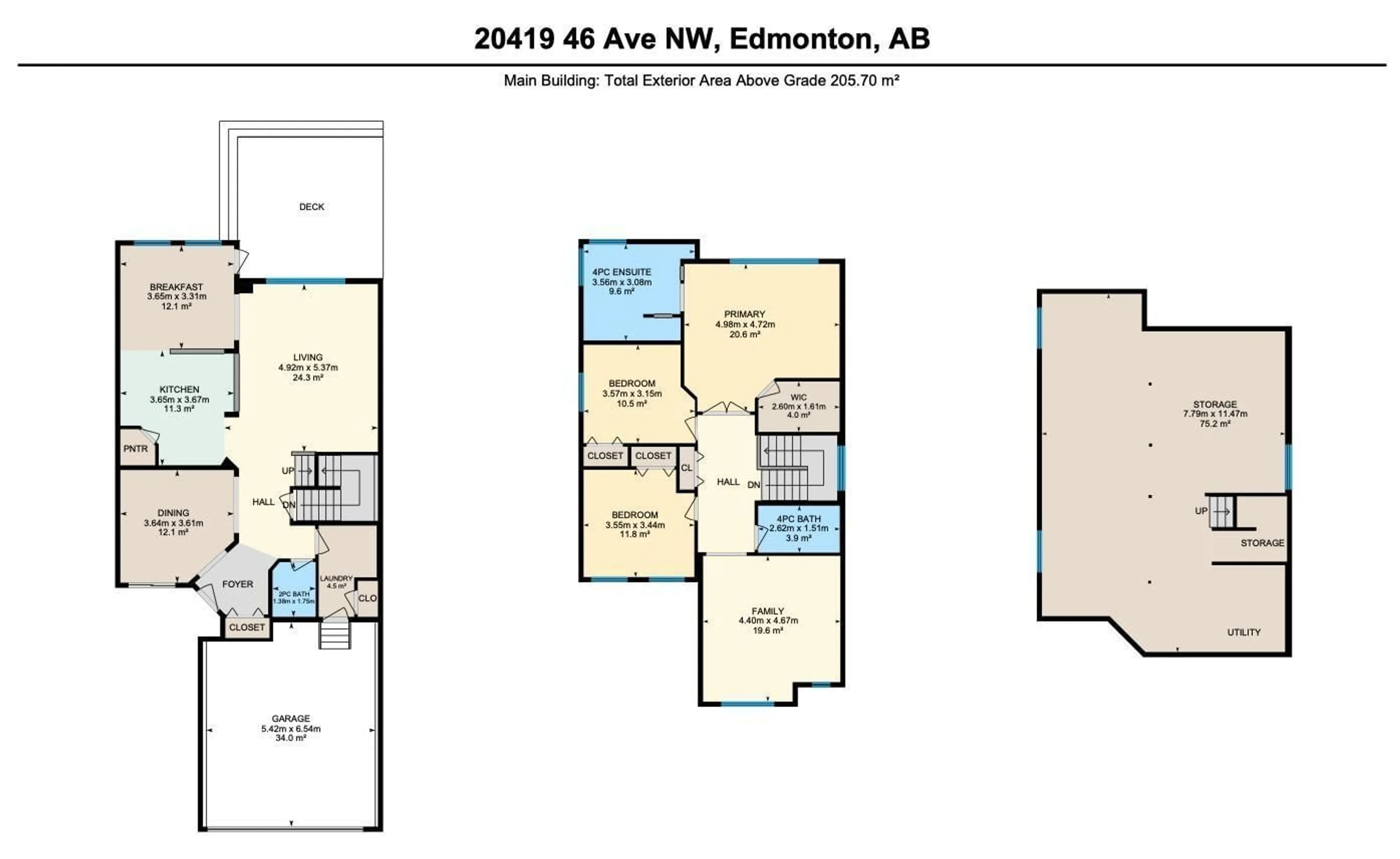 Floor plan for 20419 46 AV, Edmonton Alberta T6M0E3