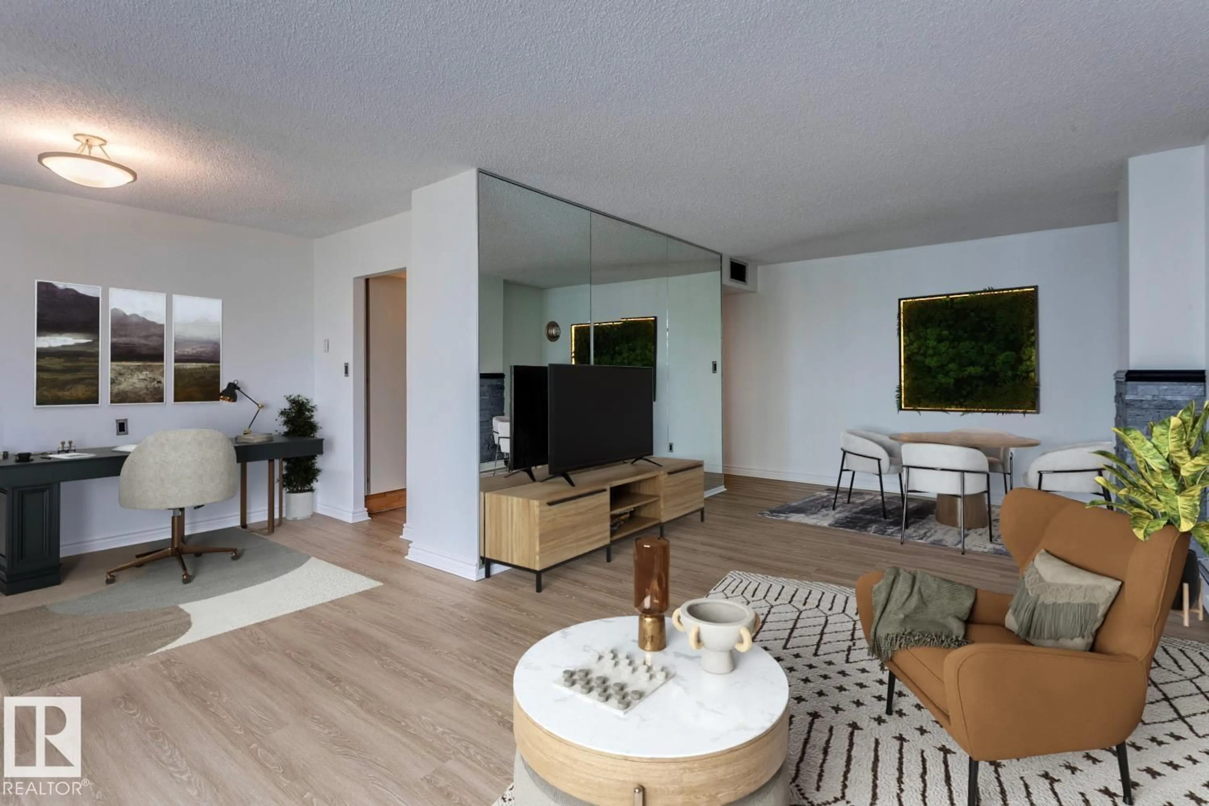 Living room with furniture, unknown for 201 - 8340 JASPER AV, Edmonton Alberta T5H4C6