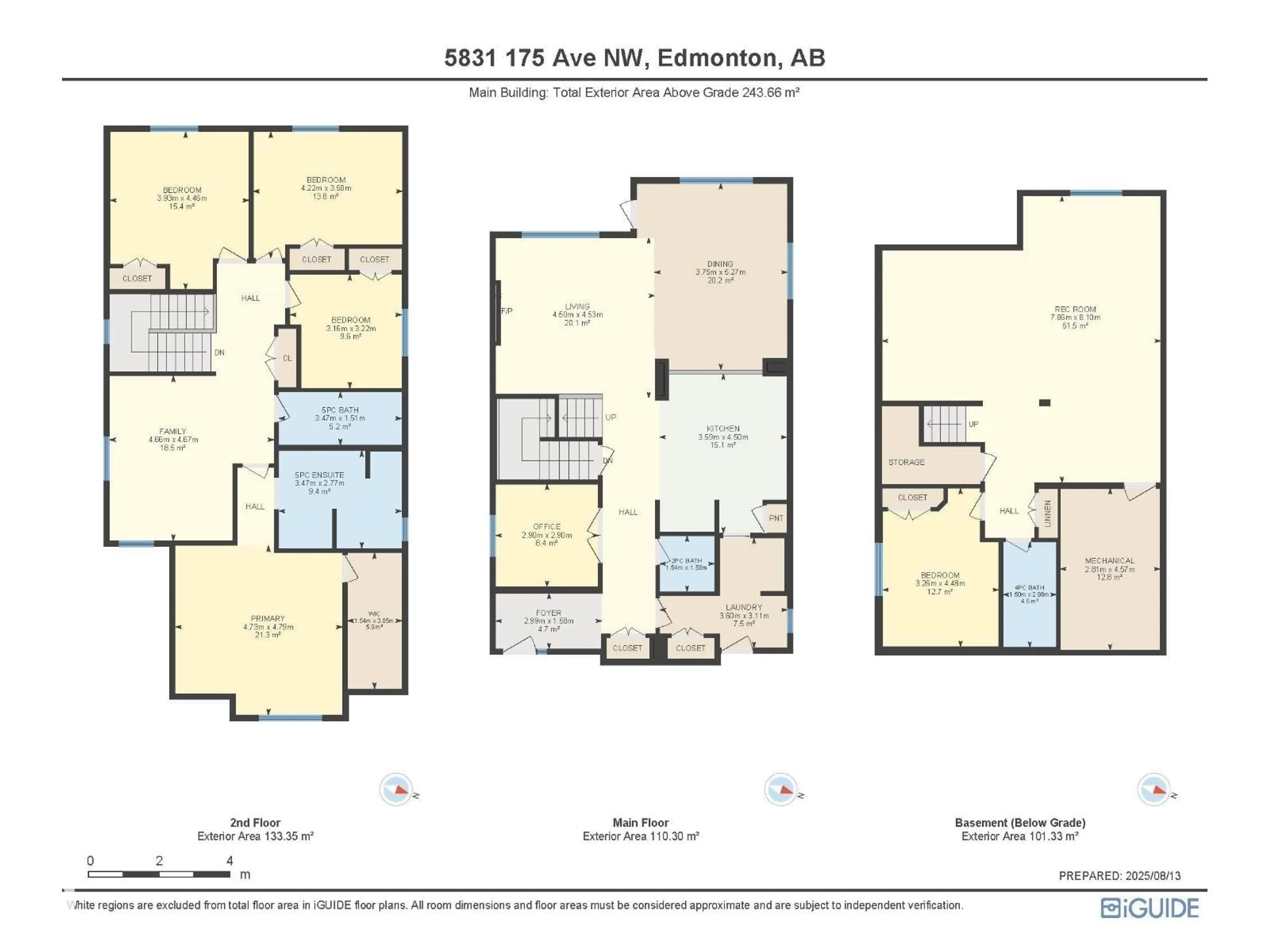 Floor plan for 5831 175 AV, Edmonton Alberta T5Y0T4