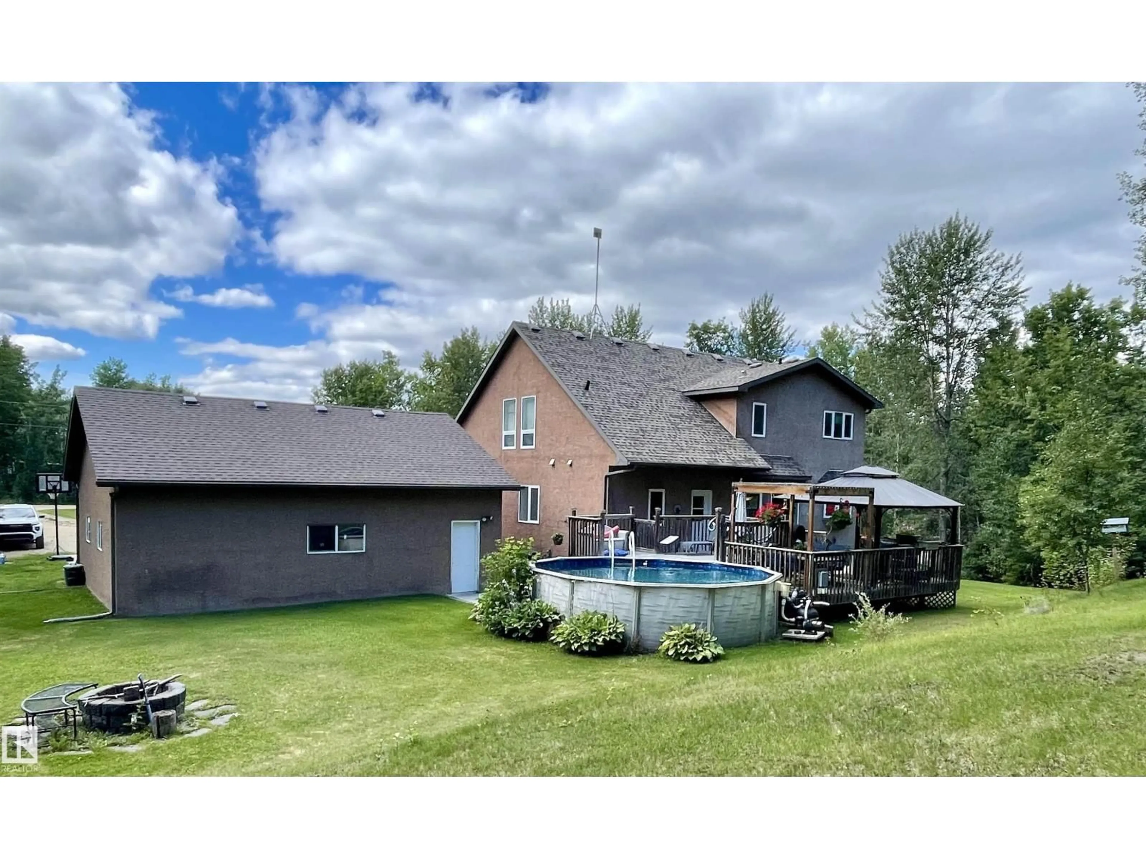 A pic from outside/outdoor area/front of a property/back of a property/a pic from drone, water/lake/river/ocean view for 34 54419 RGE ROAD 14, Rural Lac Ste. Anne County Alberta T0E1V0
