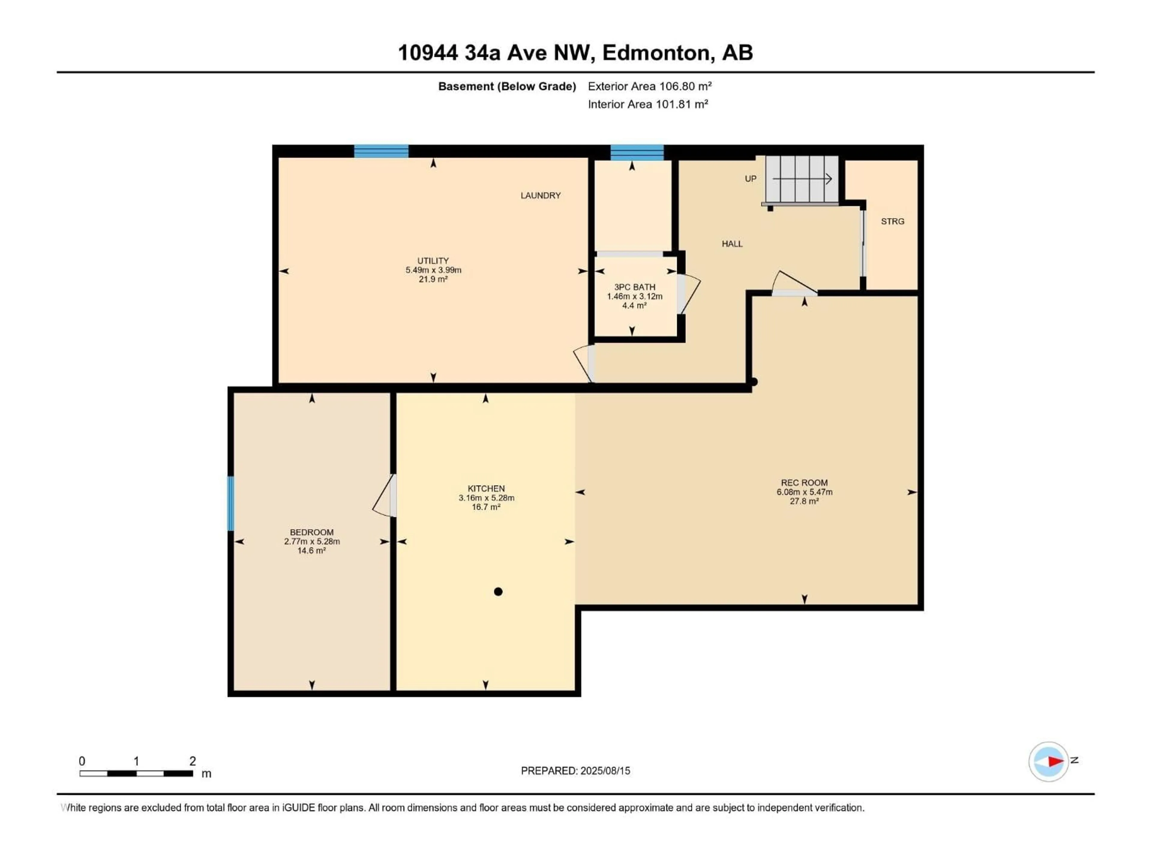 Floor plan for 10944 34A AV, Edmonton Alberta T6J2V1