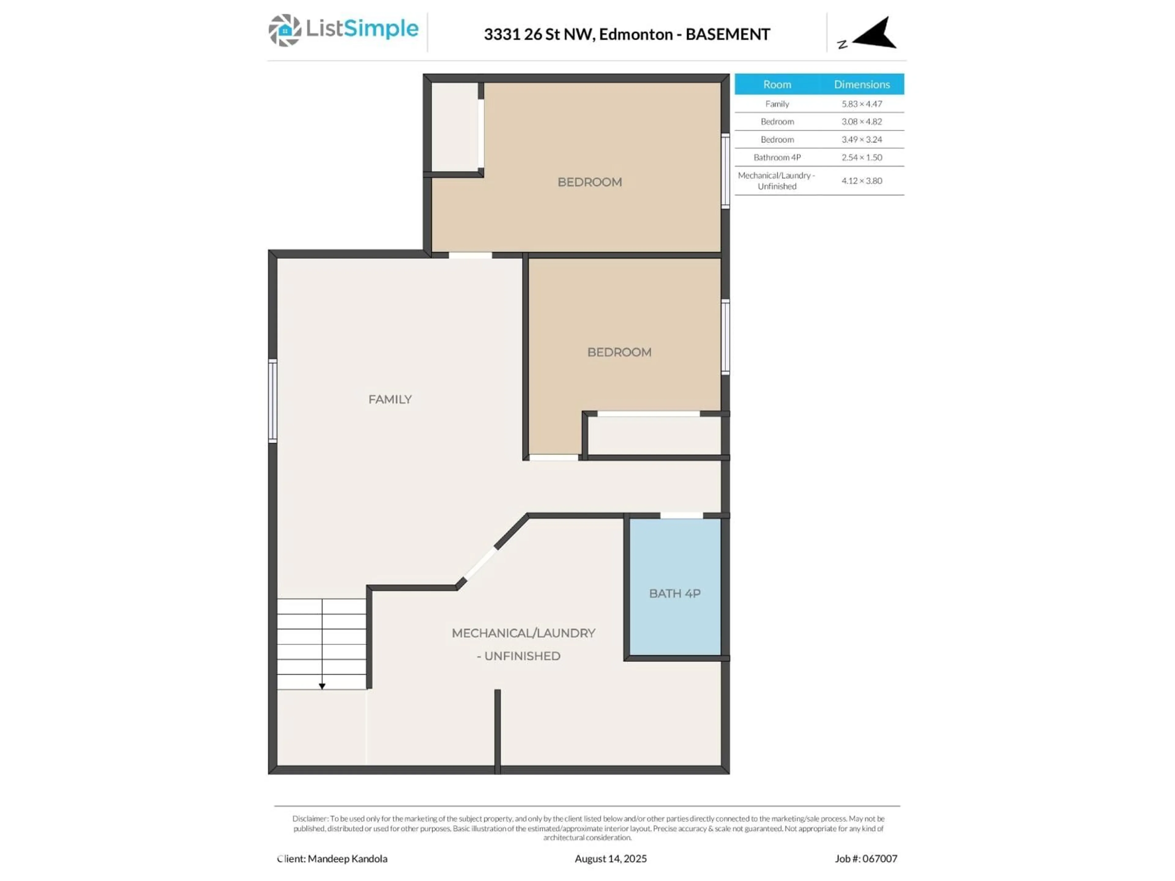 Floor plan for NW - 3331 26 ST, Edmonton Alberta T6T1Z4