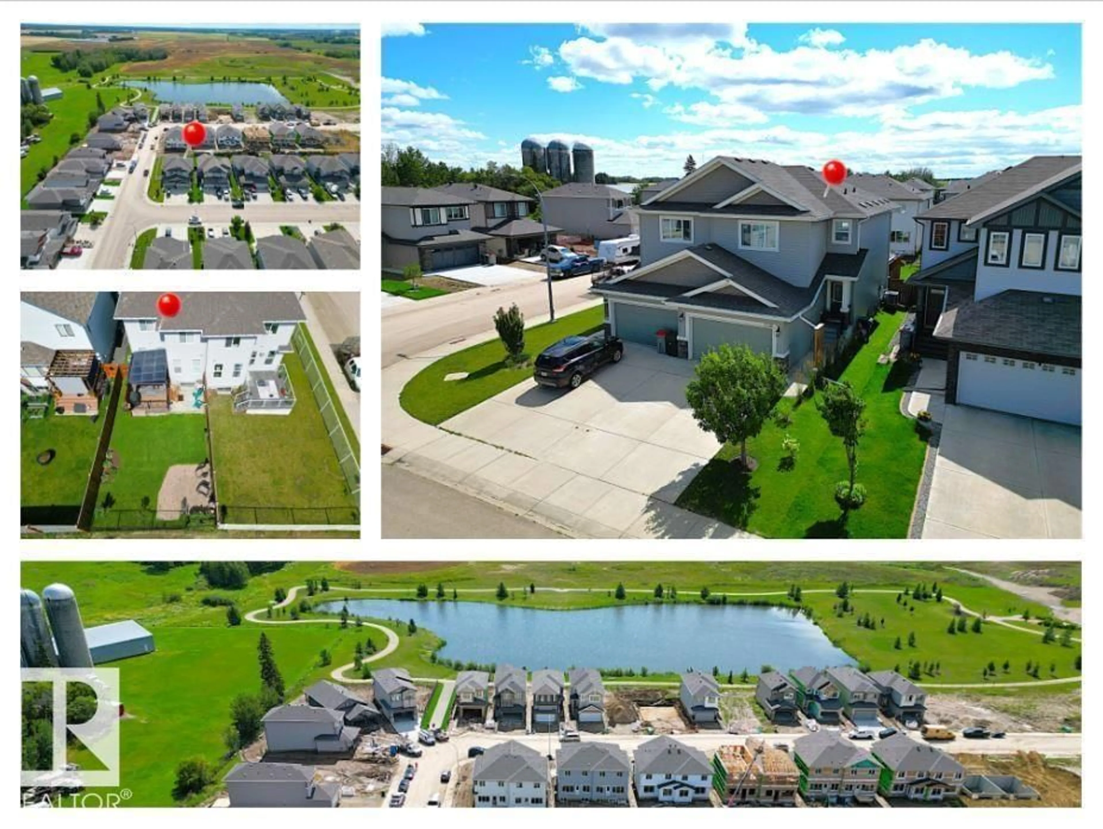 A pic from outside/outdoor area/front of a property/back of a property/a pic from drone, water/lake/river/ocean view for 1348 SOUTH CREEK LI, Stony Plain Alberta T7Z2X2