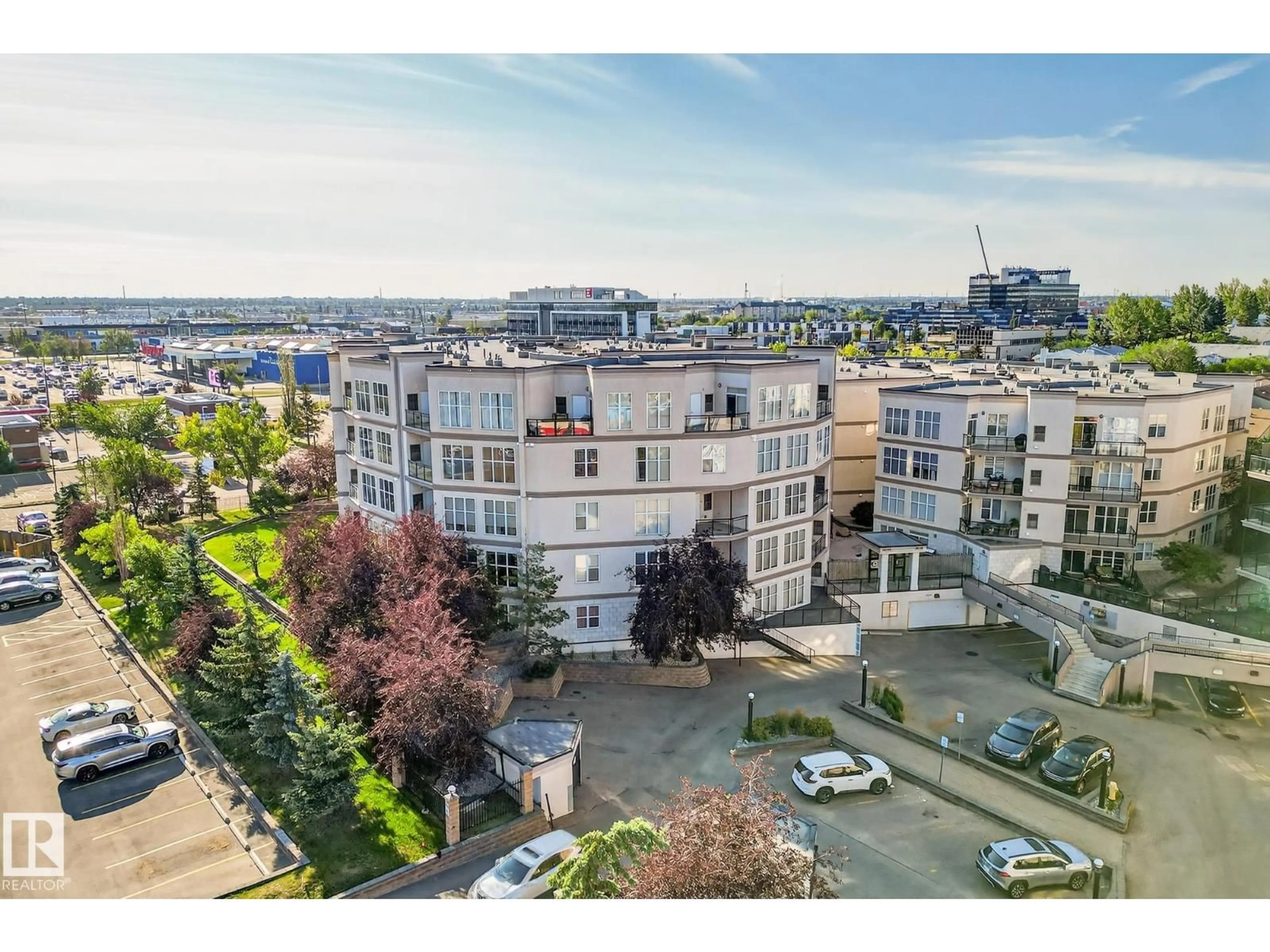 A pic from outside/outdoor area/front of a property/back of a property/a pic from drone, city buildings view from balcony for #403 - 4835 104A ST, Edmonton Alberta T6H0R5