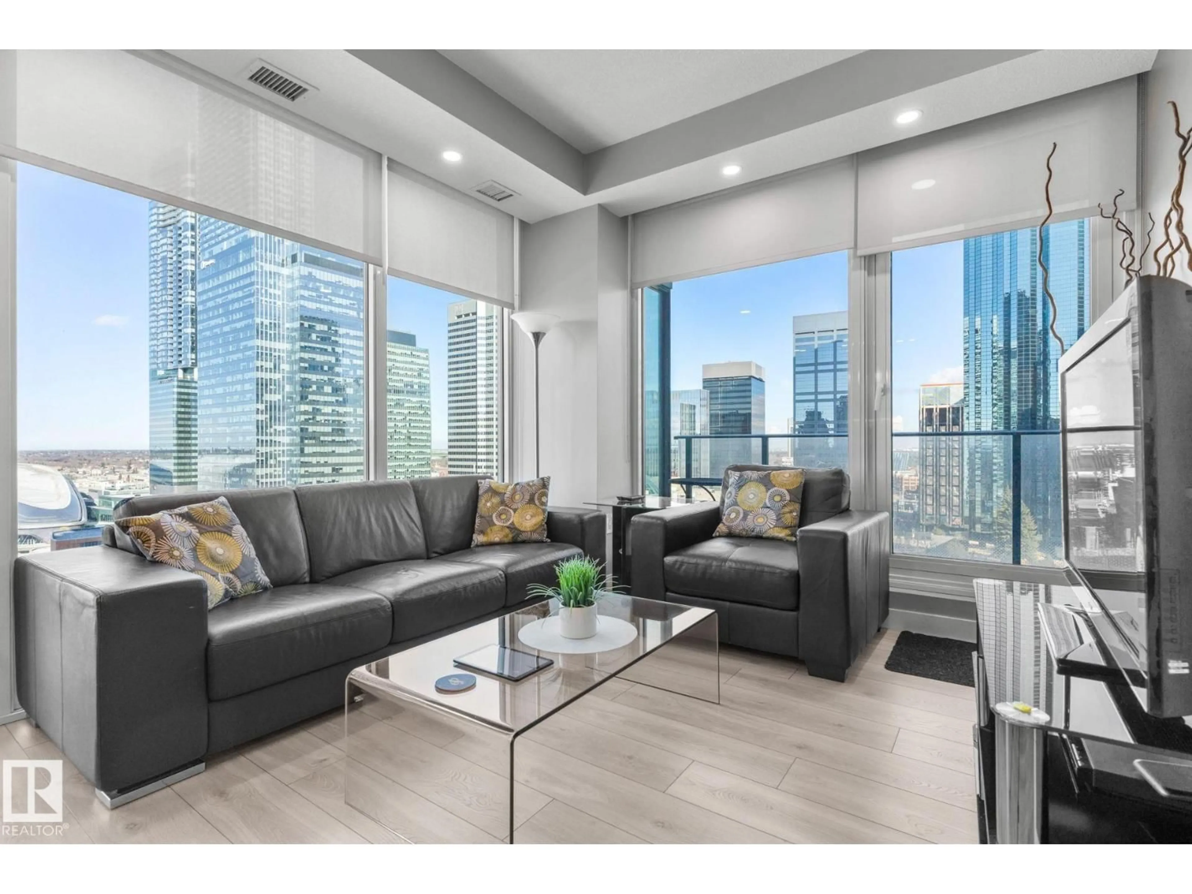 Living room with furniture, unknown for 1603 - 10180 103 ST NW, Edmonton Alberta T5J0L1