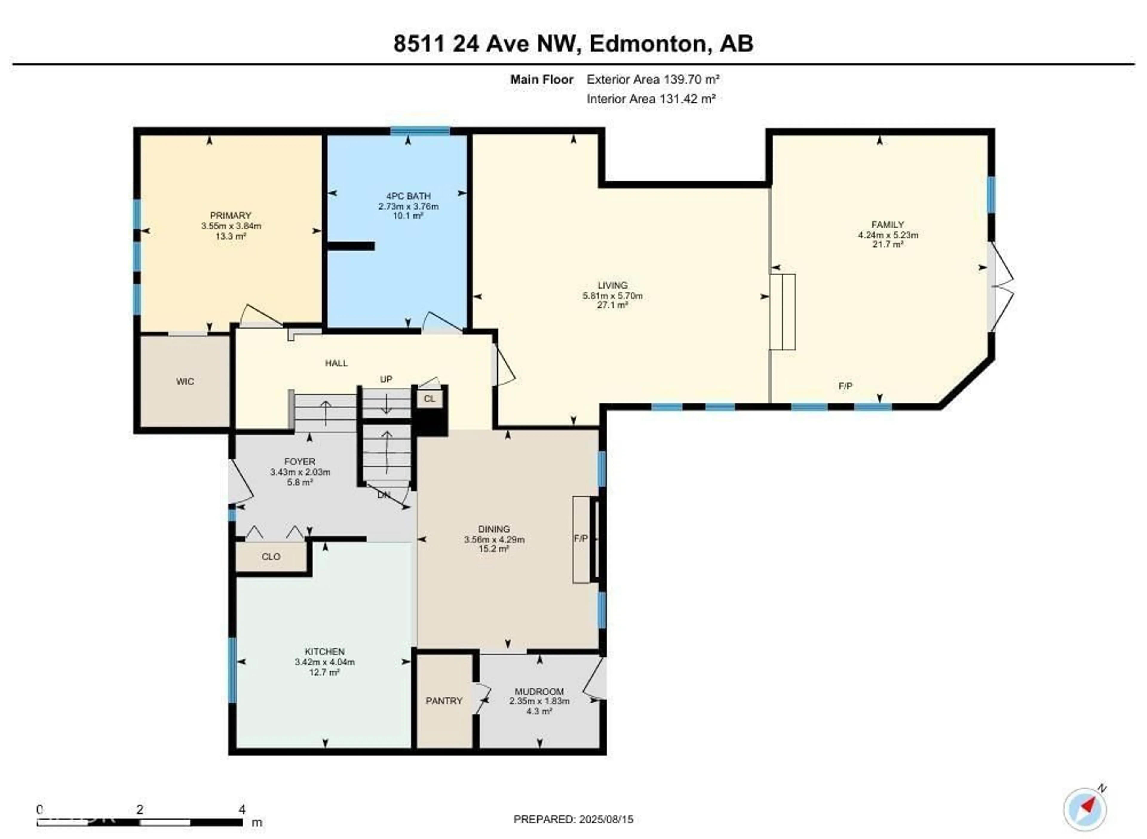 Floor plan for 8511 24 AV, Edmonton Alberta T6K2W3