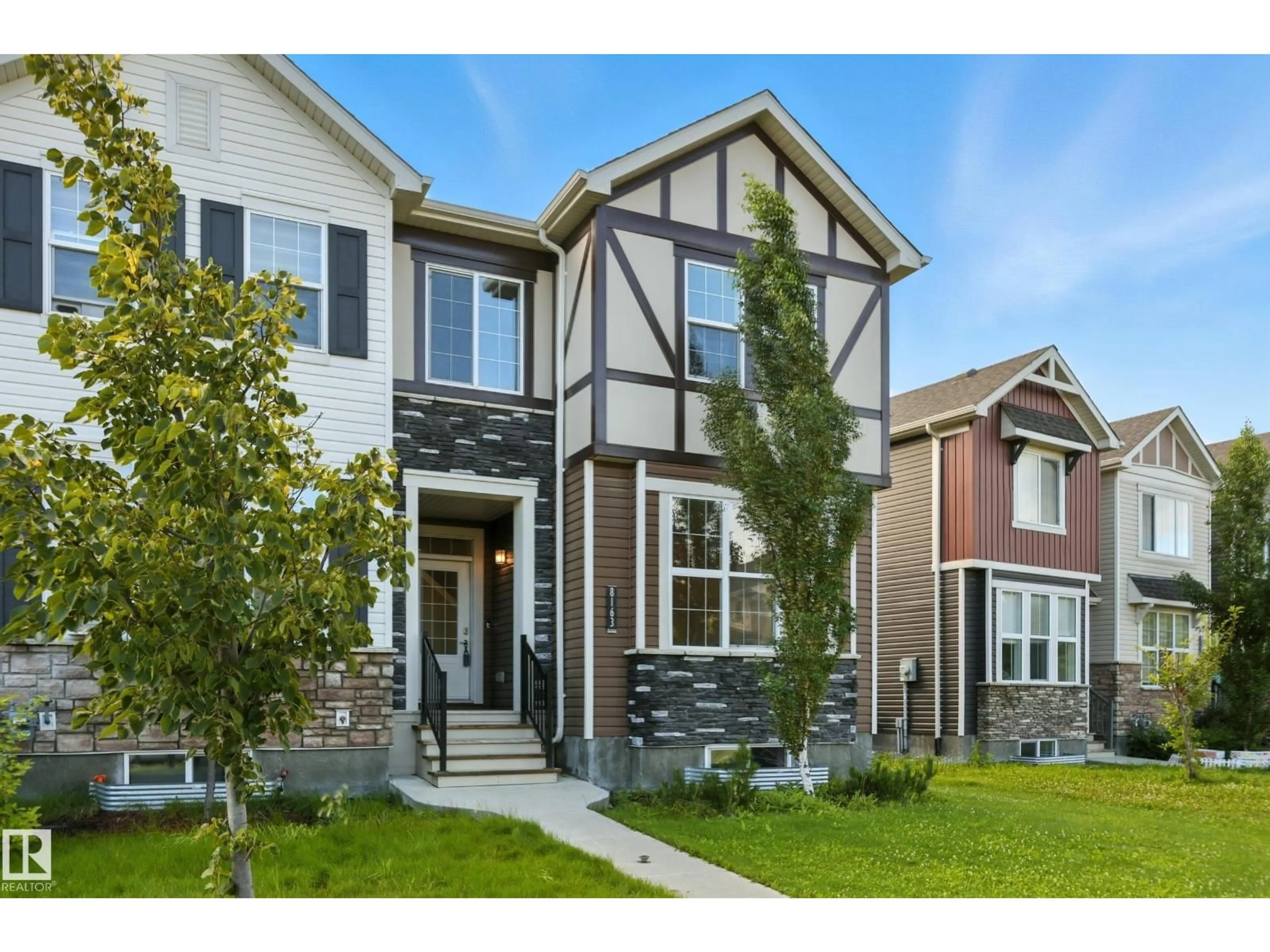 Home with brick exterior material, street for 8163 CHAPELLE WY, Edmonton Alberta T6W3L7