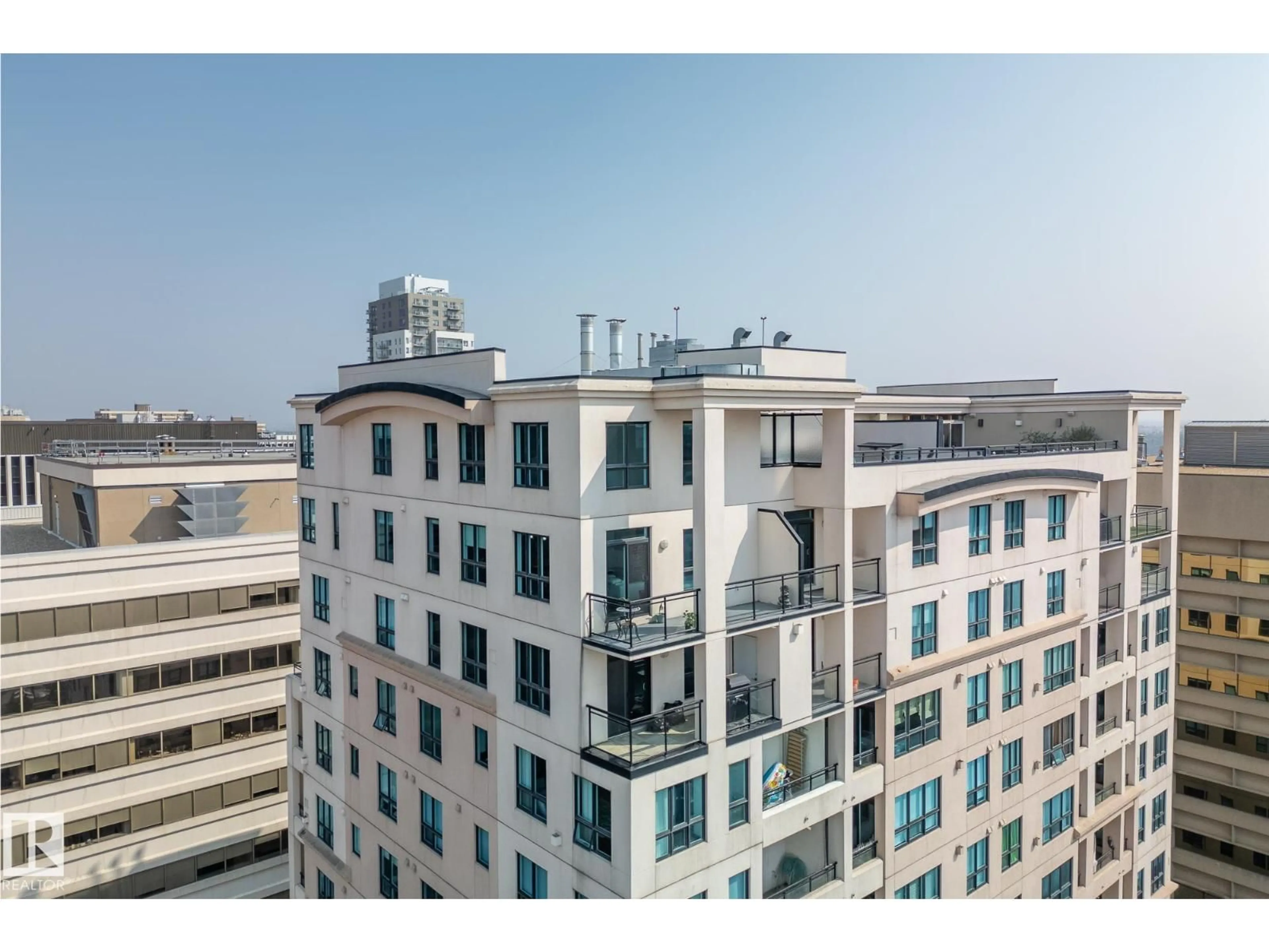 A pic from outside/outdoor area/front of a property/back of a property/a pic from drone, city buildings view from balcony for PH04 - 1804 109 ST NW, Edmonton Alberta T5K1H6