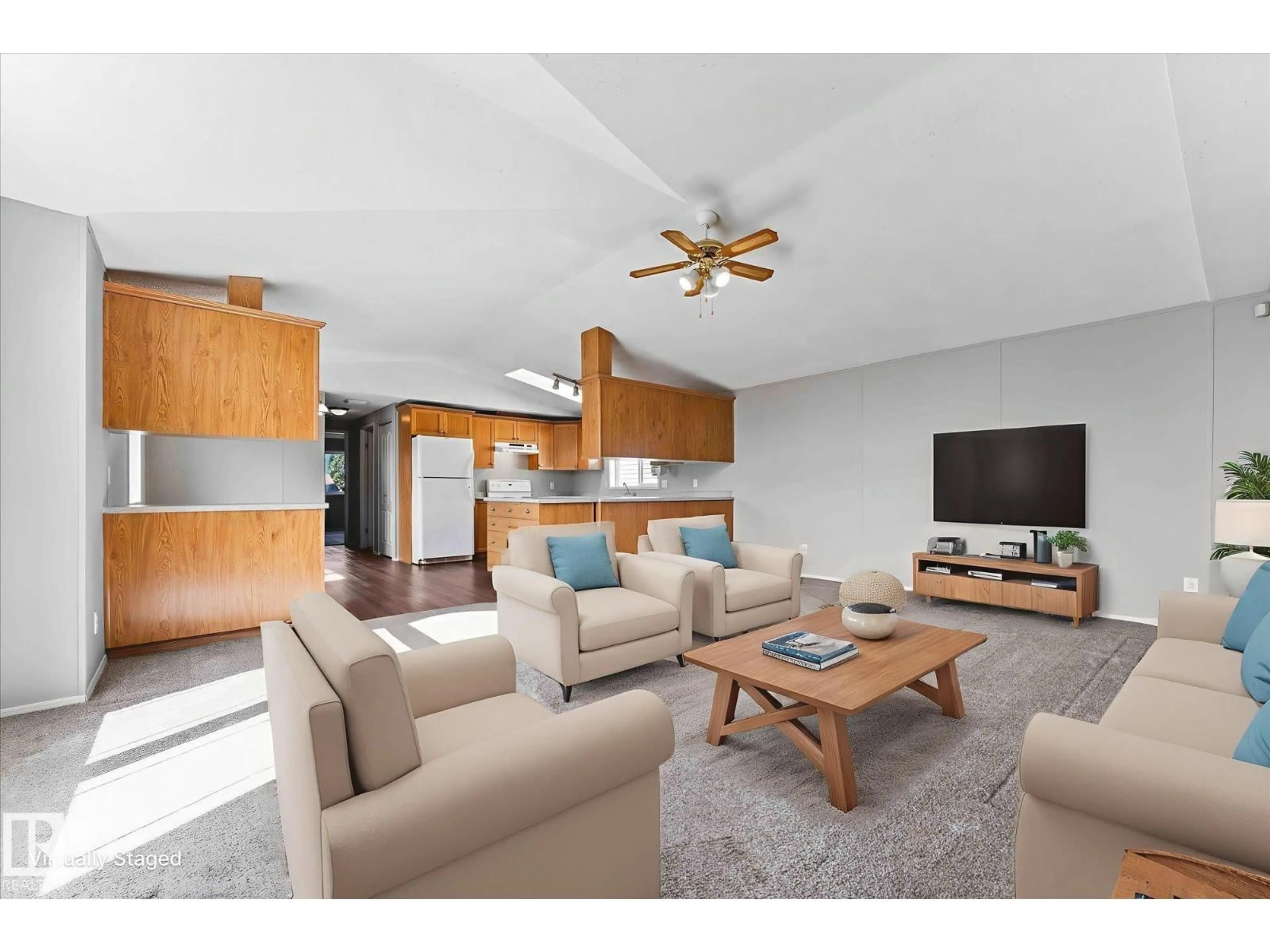 Living room with furniture, wood/laminate floor for 29 GRAYWOOD CV, Stony Plain Alberta T7Z2P3