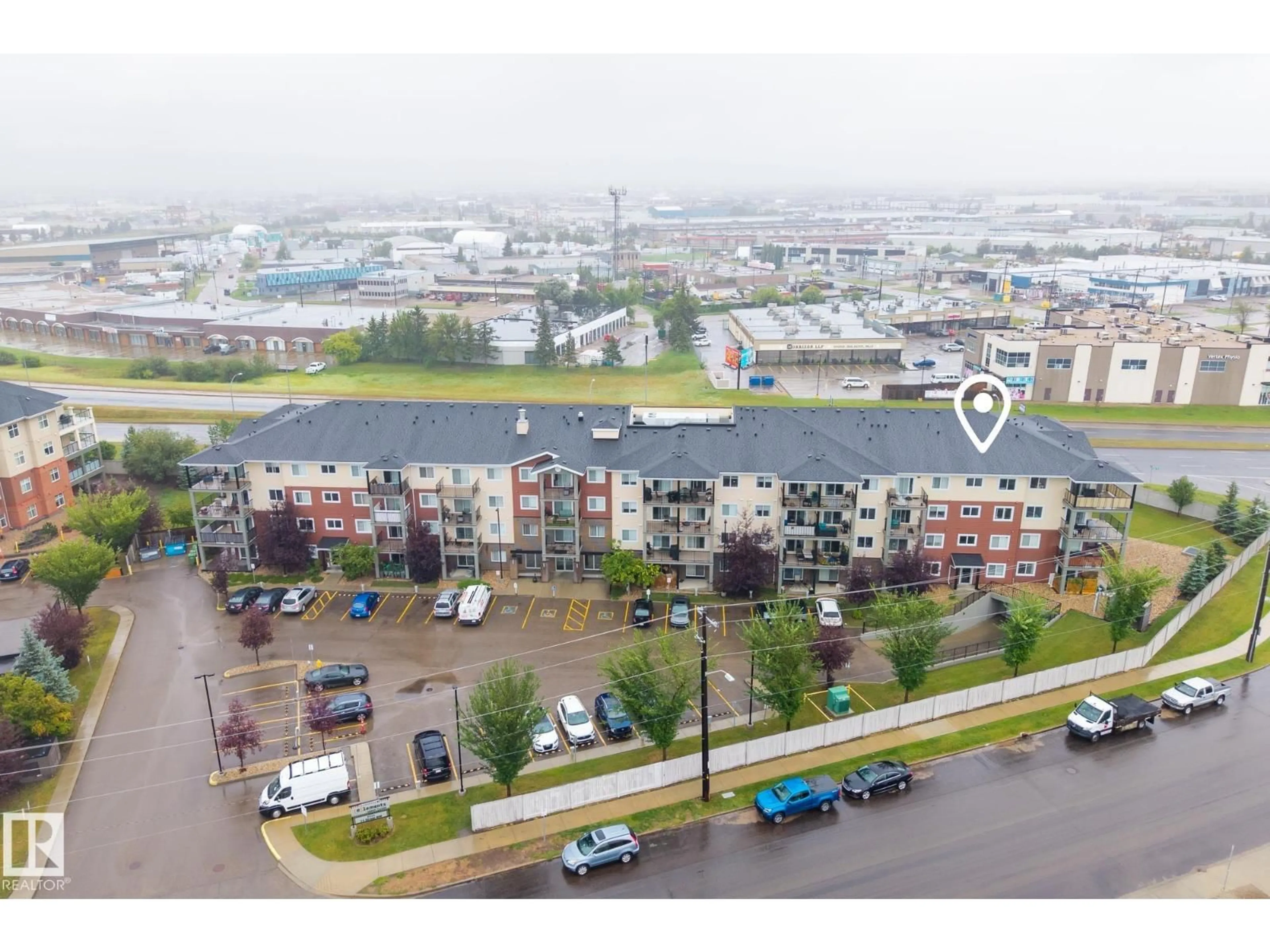 A pic from outside/outdoor area/front of a property/back of a property/a pic from drone, city buildings view from balcony for #402 - 7711 71 ST NW, Edmonton Alberta T6B0M3