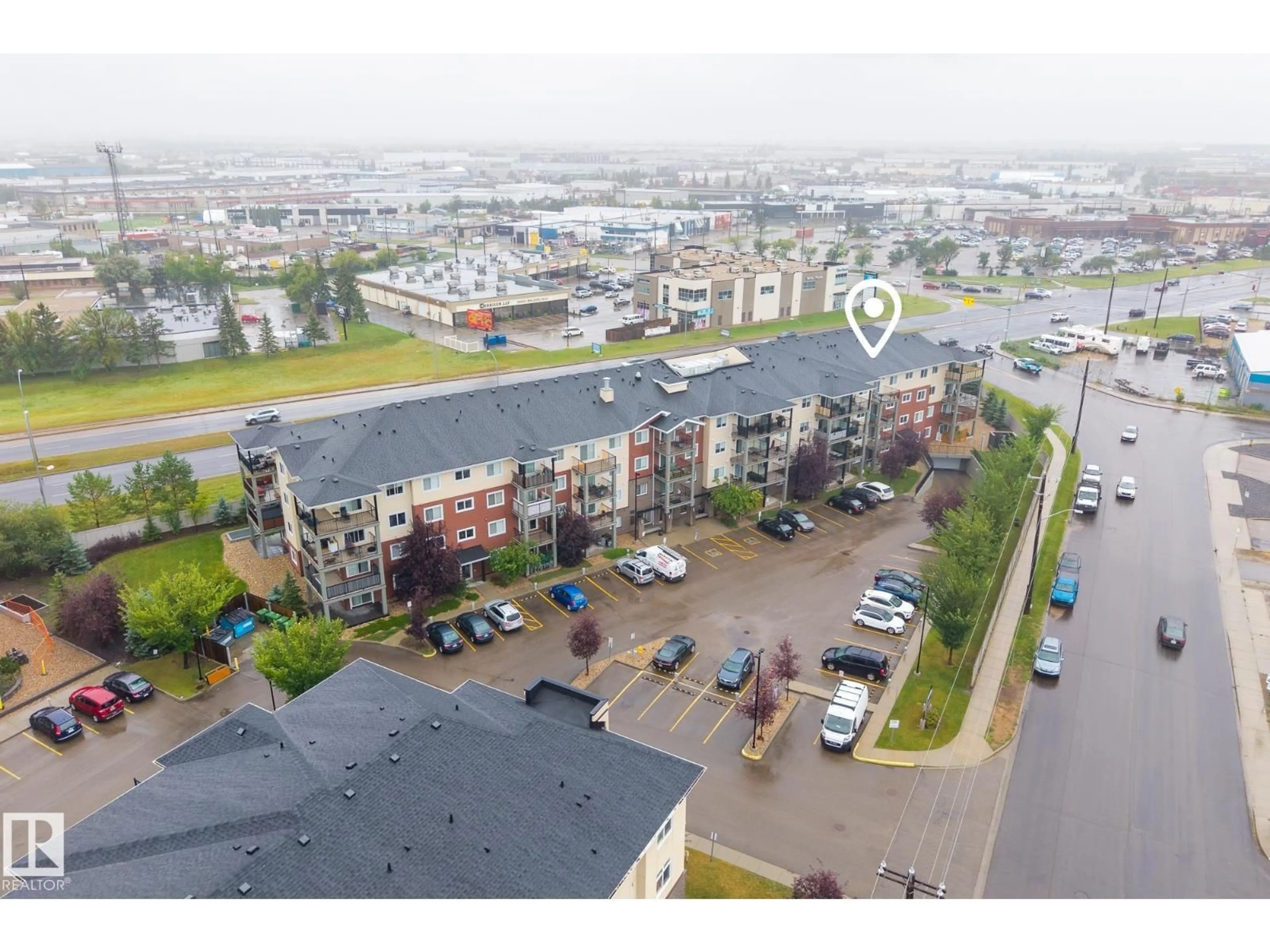 A pic from outside/outdoor area/front of a property/back of a property/a pic from drone, city buildings view from balcony for #402 - 7711 71 ST NW, Edmonton Alberta T6B0M3