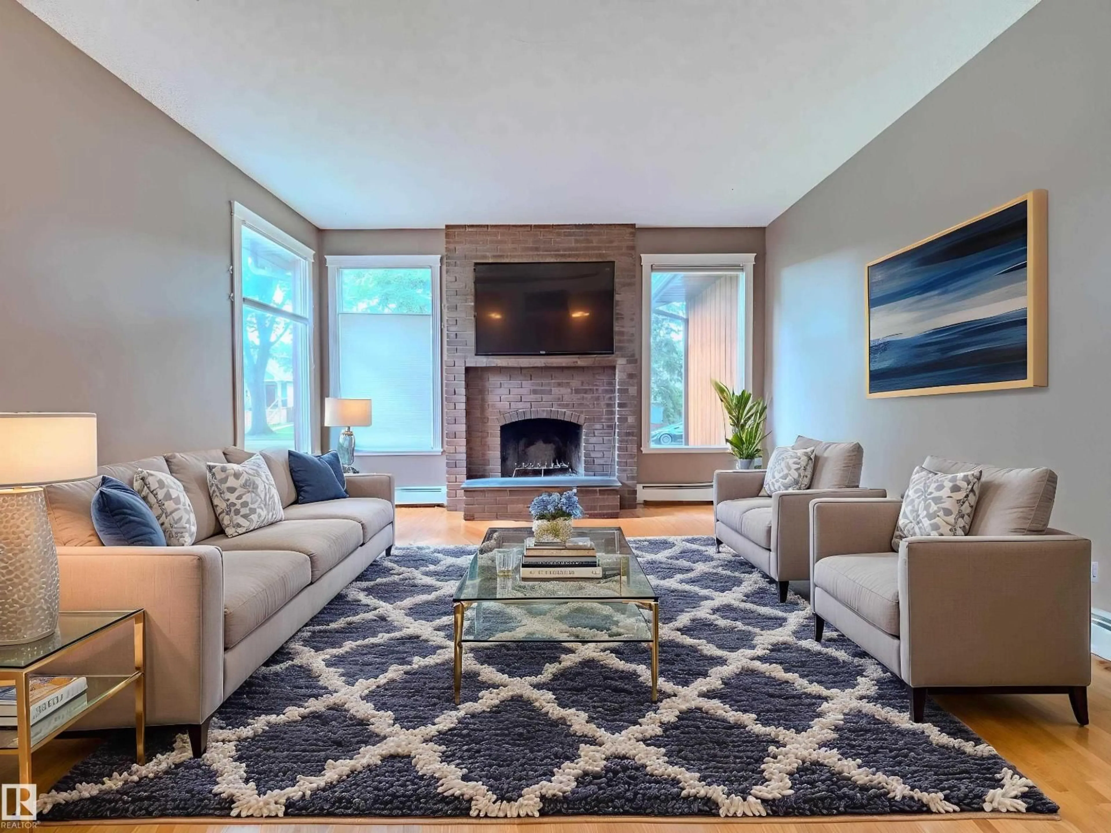 Living room with furniture, carpet floor for NW - 10445 81 ST, Edmonton Alberta T6A3K9