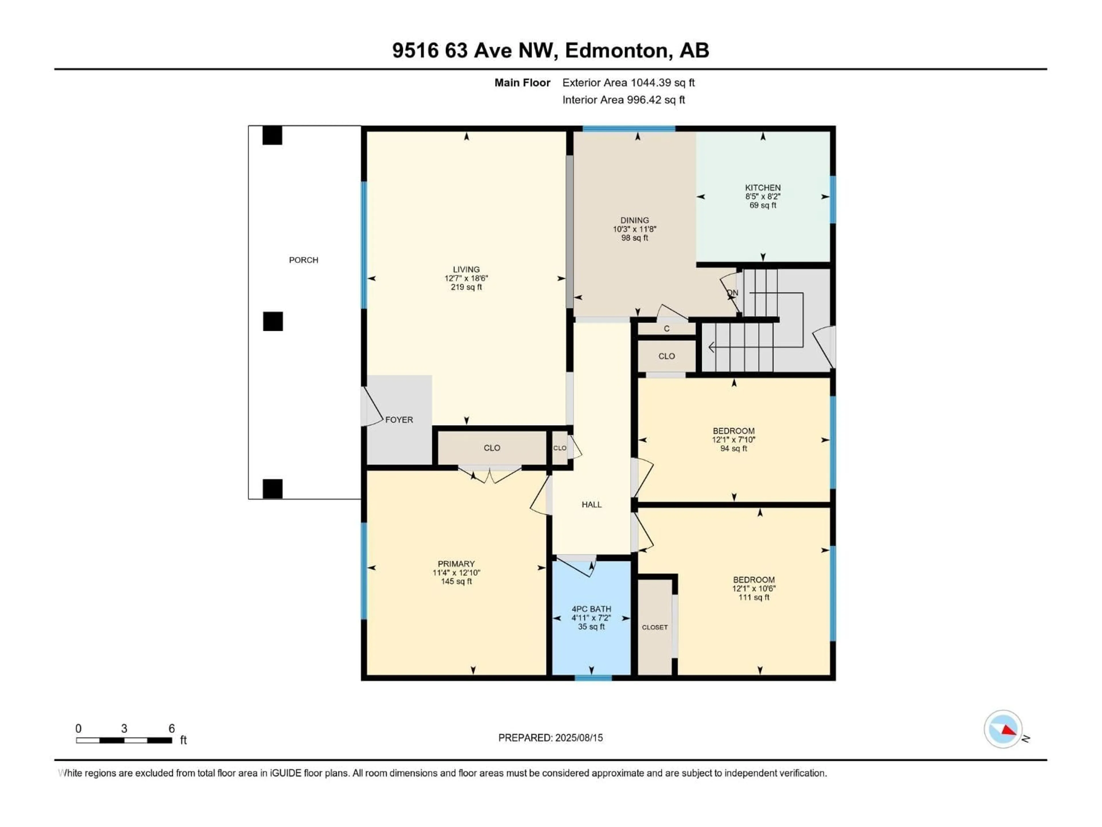 Floor plan for 9516 63 AV, Edmonton Alberta T6E0G4
