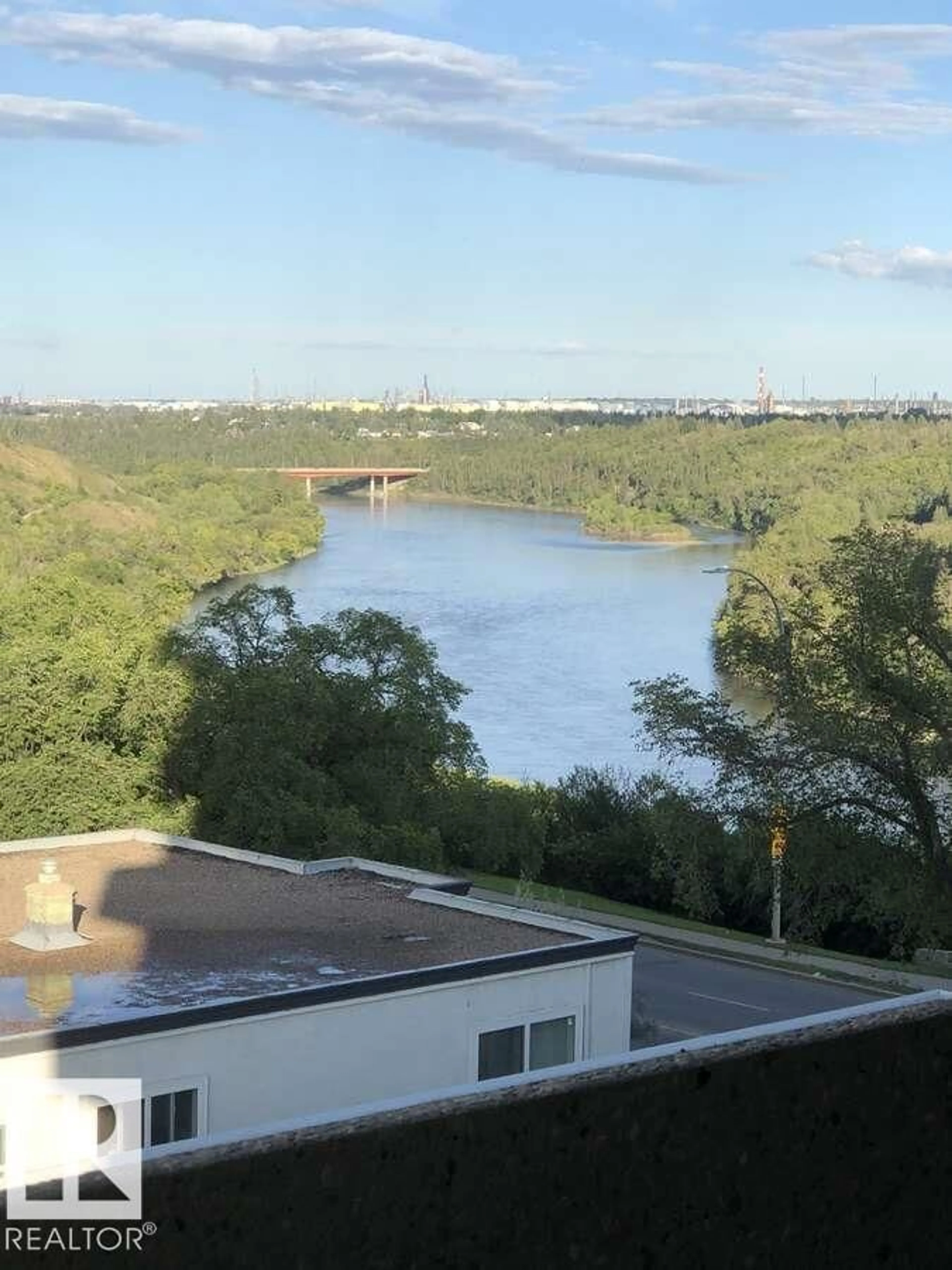 A pic from outside/outdoor area/front of a property/back of a property/a pic from drone, water/lake/river/ocean view for #501 - 8340 JASPER AV, Edmonton Alberta T5H4C6