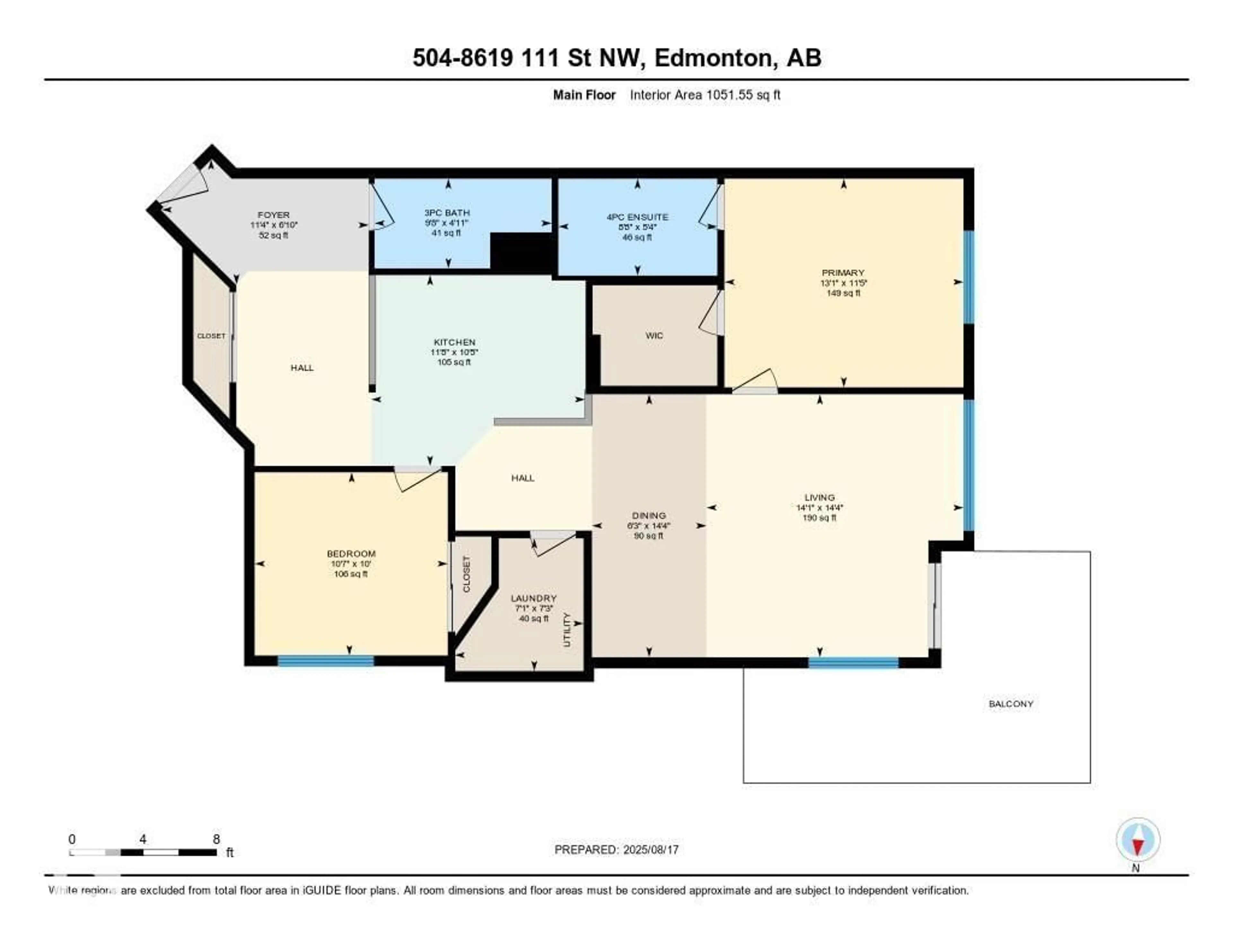 Floor plan for #504 - 8619 111 ST, Edmonton Alberta T6G2W1