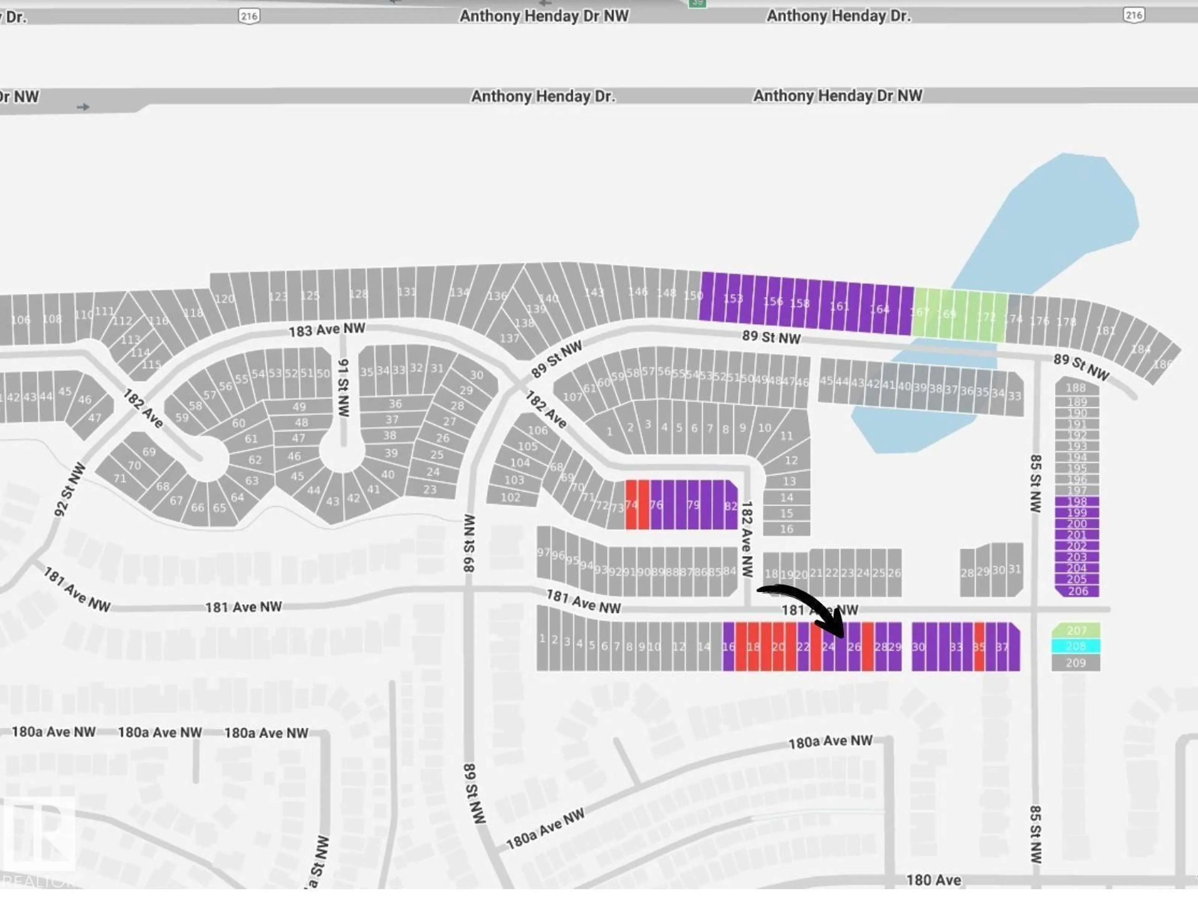 Picture of a map for 8619 181 AV, Edmonton Alberta T5Z0X2