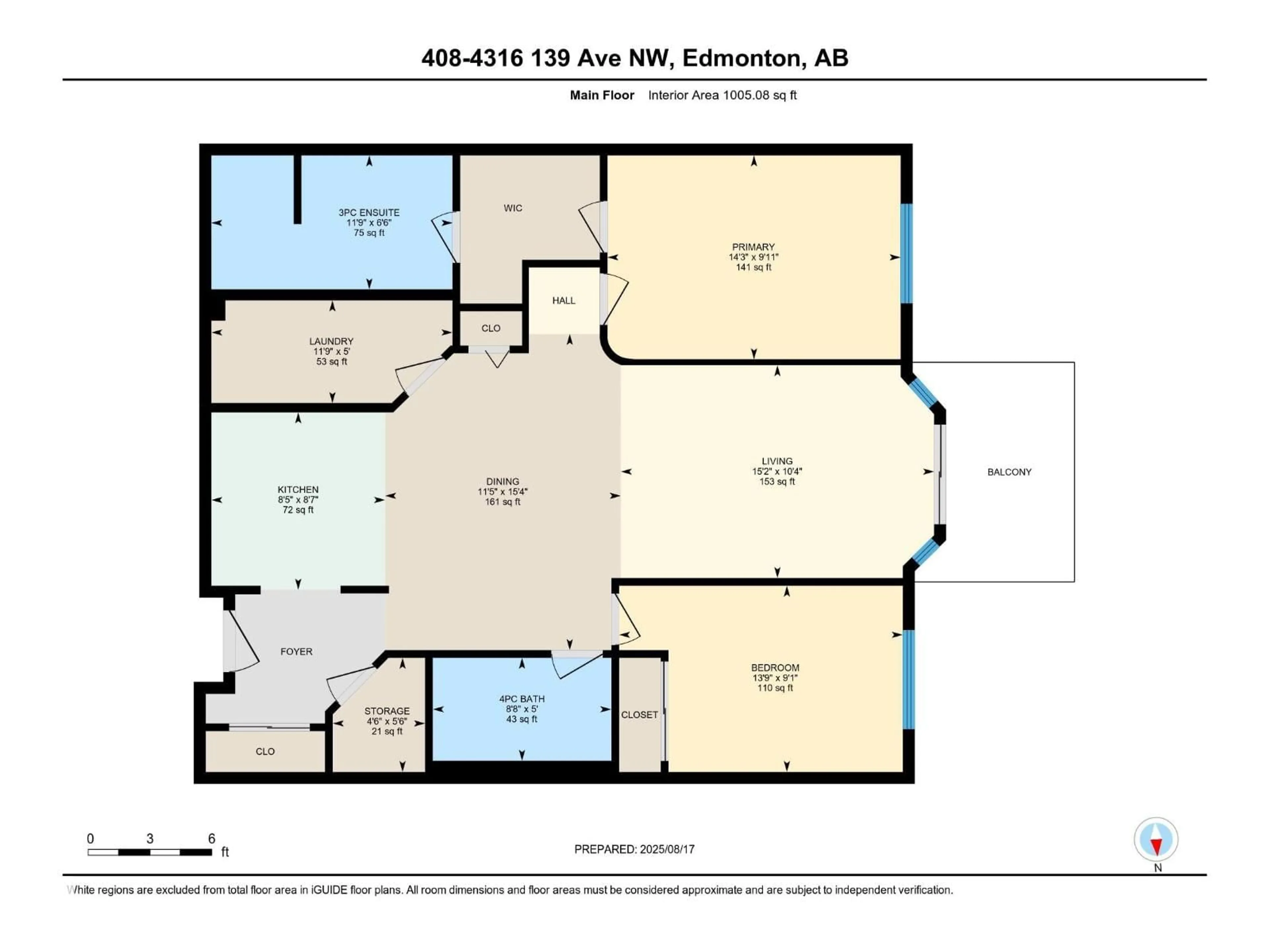 Floor plan for #408 - 4316 139 AV NW, Edmonton Alberta T5Y0L1