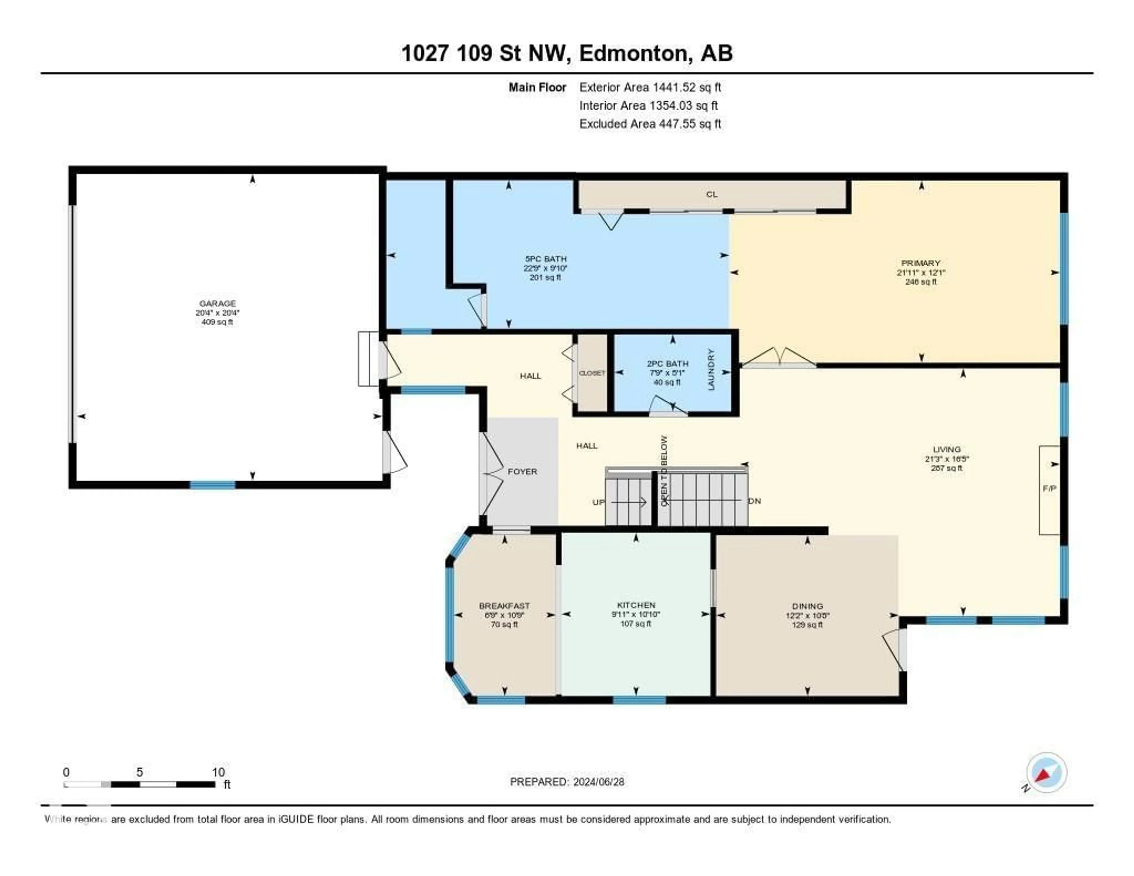 Floor plan for NW - 1027 109 ST, Edmonton Alberta T6J5G2