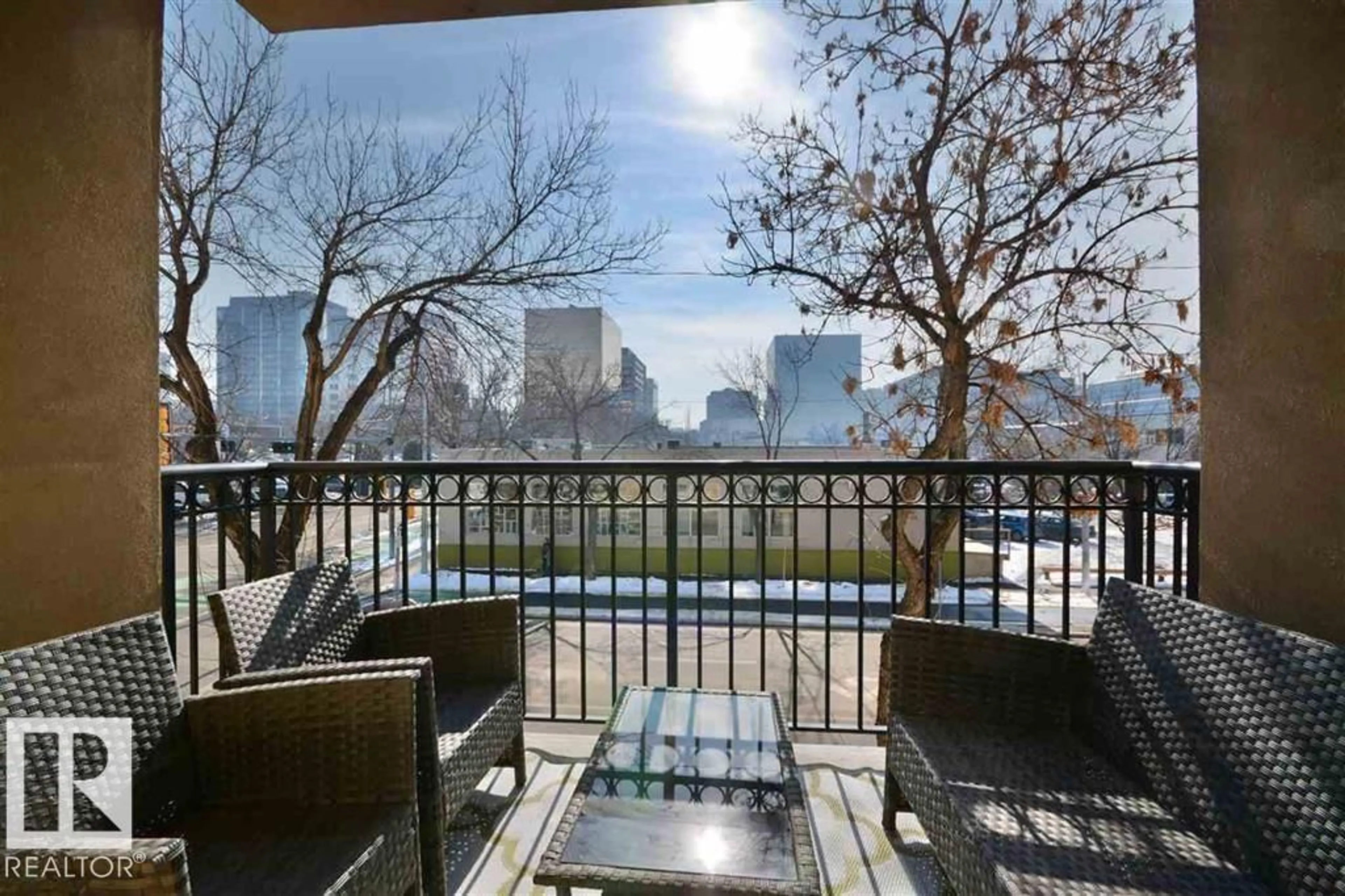 Patio, water/lake/river/ocean view for 310 - 10606 102 AV, Edmonton Alberta T5J5E9