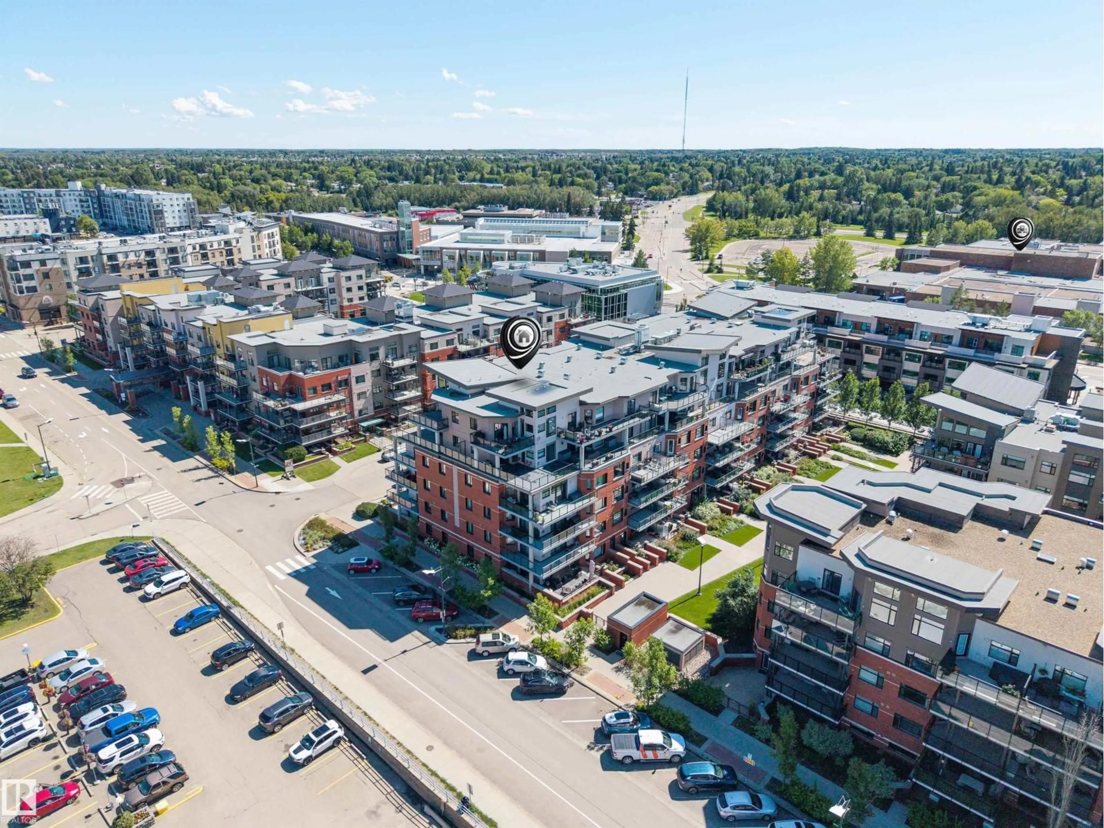 A pic from outside/outdoor area/front of a property/back of a property/a pic from drone, city buildings view from balcony for 412 141 FESTIVAL WY, Sherwood Park Alberta T8A3V8