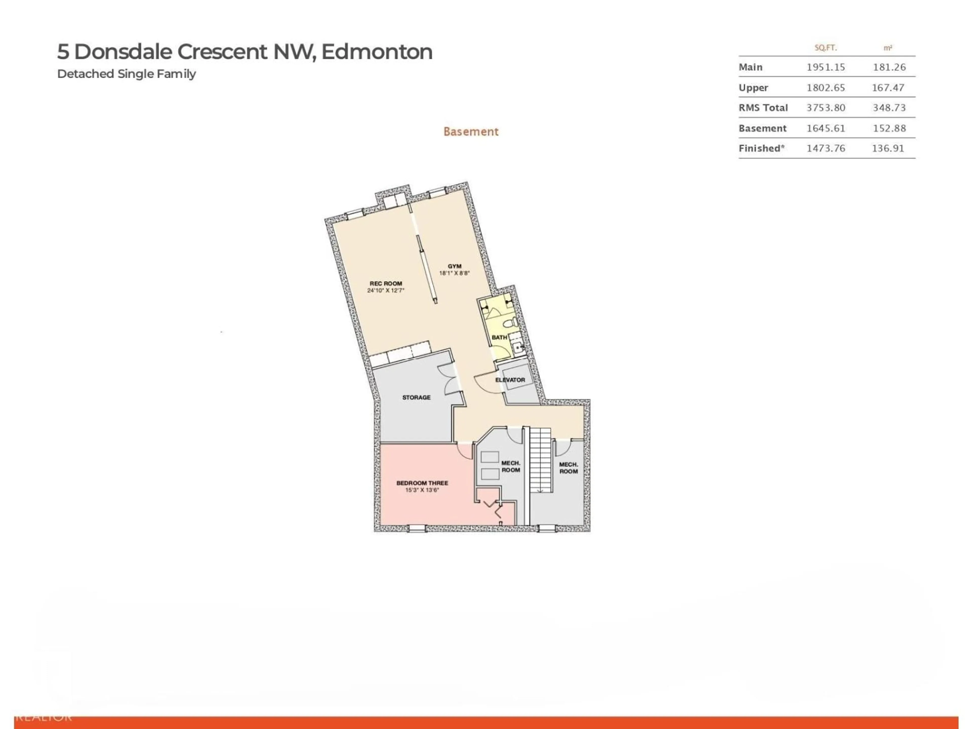 Floor plan for 5 DONSDALE CR, Edmonton Alberta T6M2N3