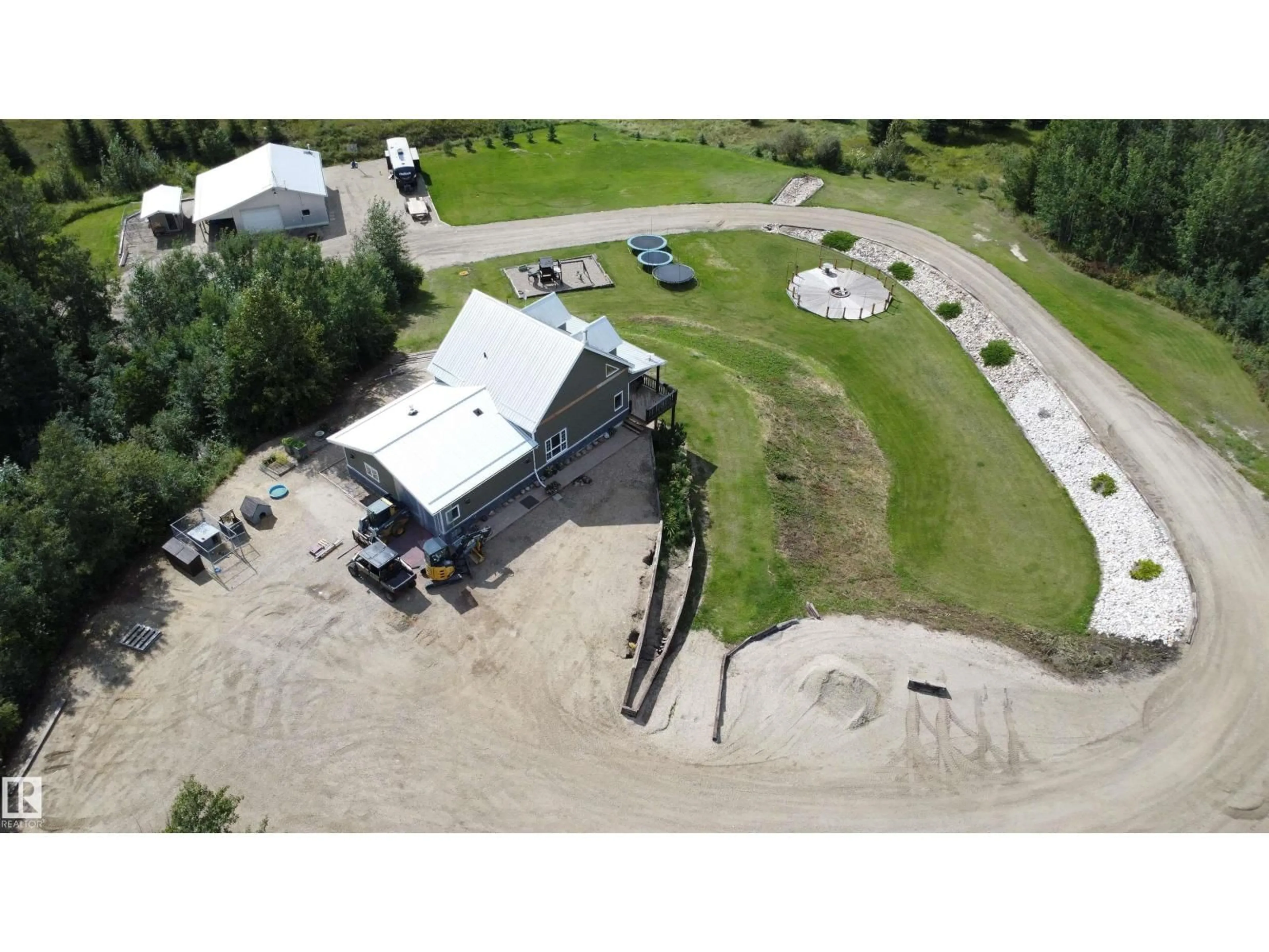 A pic from outside/outdoor area/front of a property/back of a property/a pic from drone, building for 5208 TWP ROAD 505, Rural Parkland County Alberta T0E0N0
