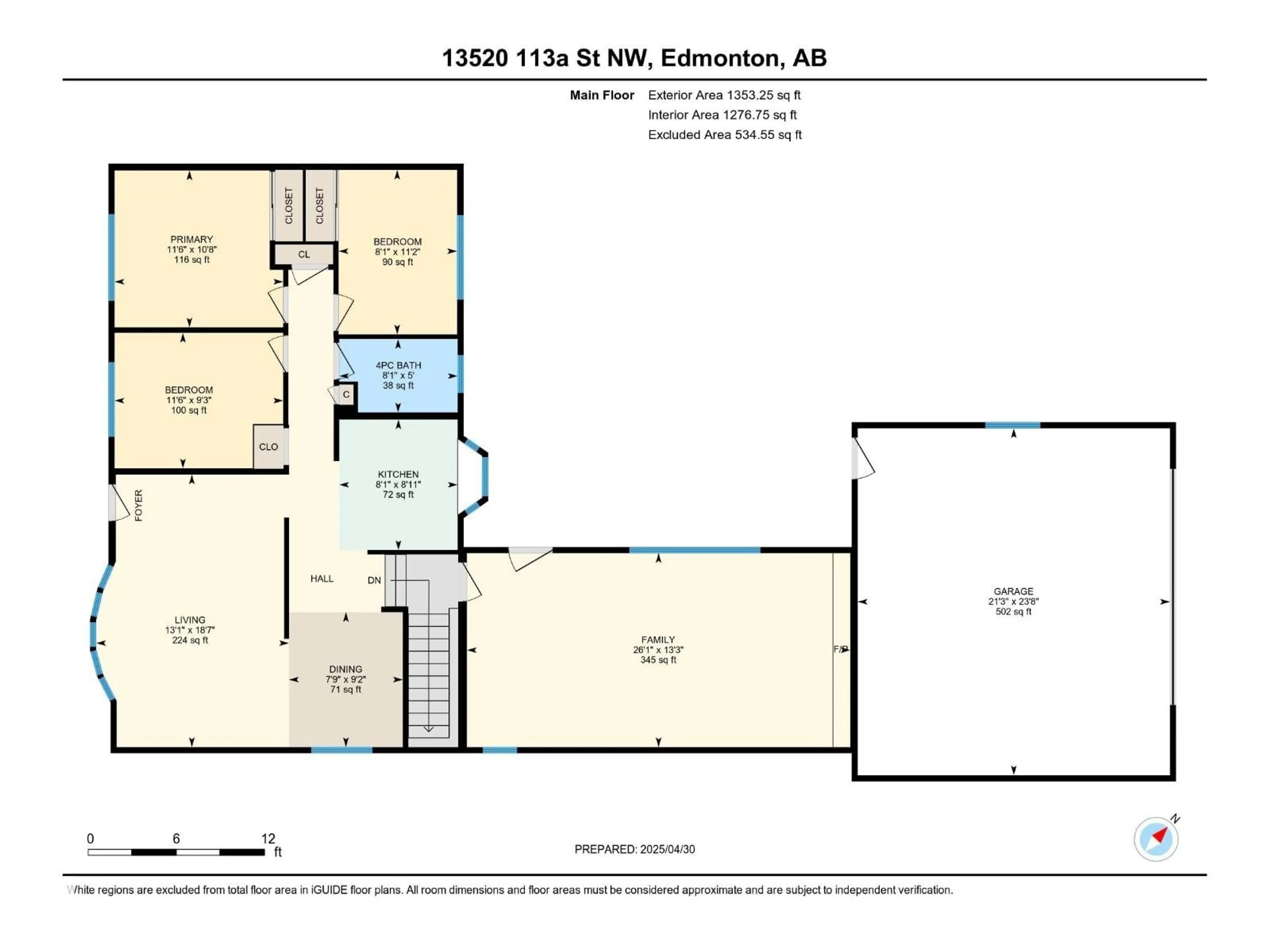 Floor plan for 13520 113A ST NW, Edmonton Alberta T5E5C4