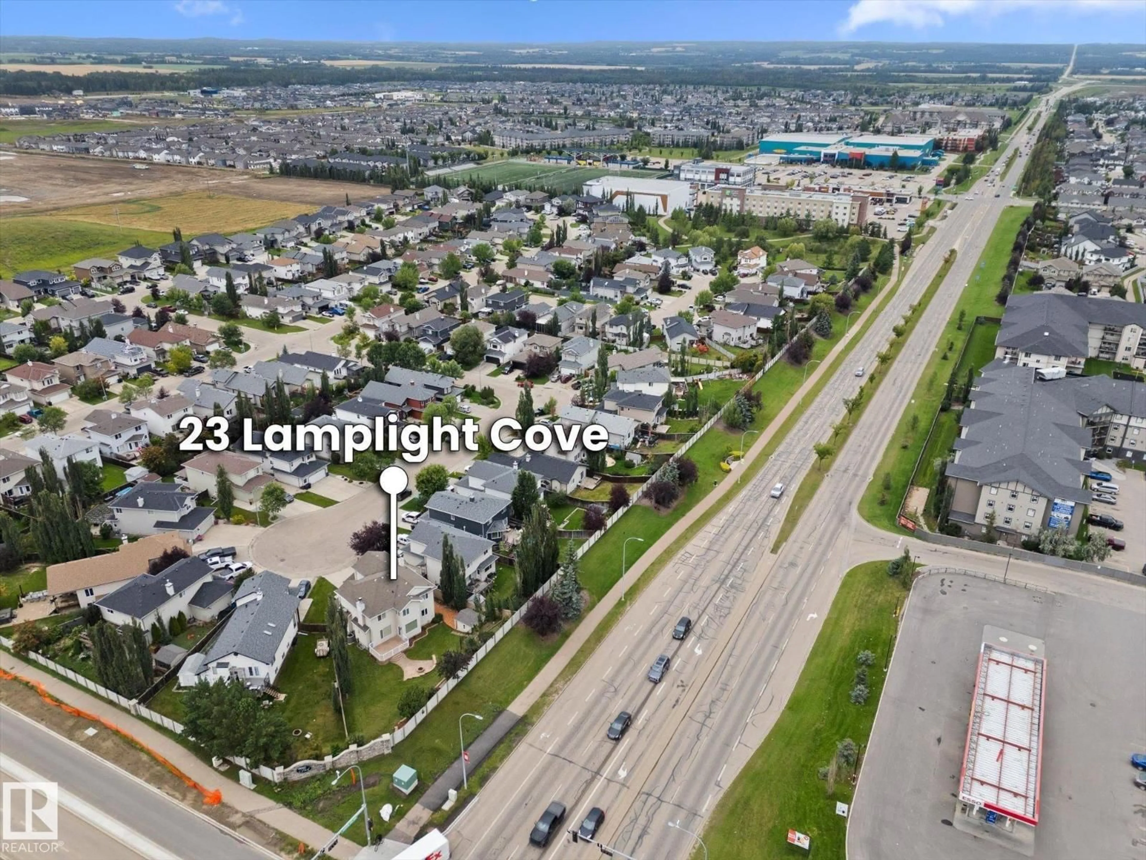 A pic from outside/outdoor area/front of a property/back of a property/a pic from drone, street for 23 LAMPLIGHT CV, Spruce Grove Alberta T7X4R2
