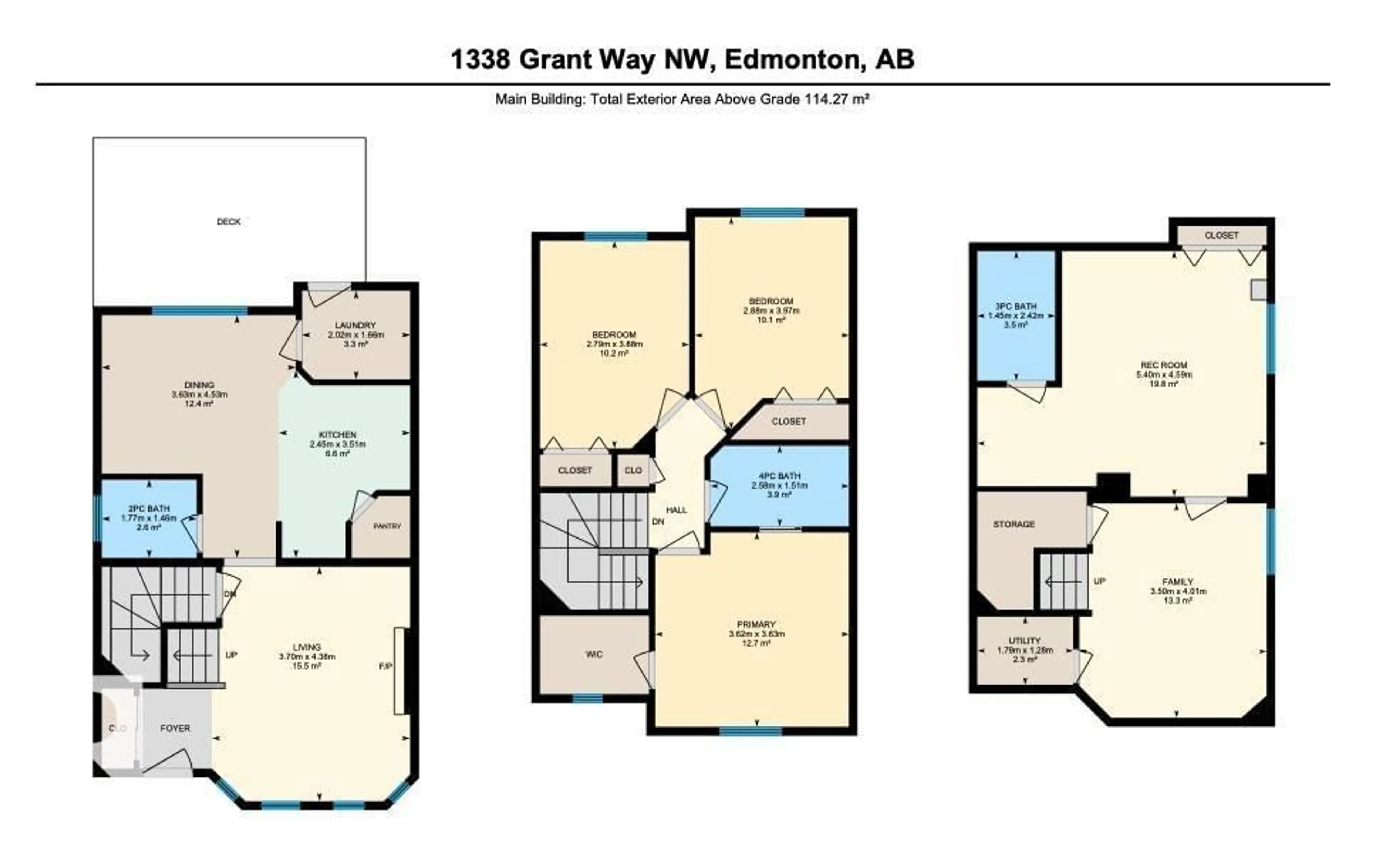 Floor plan for 1338 GRANT WY, Edmonton Alberta T5T6M8