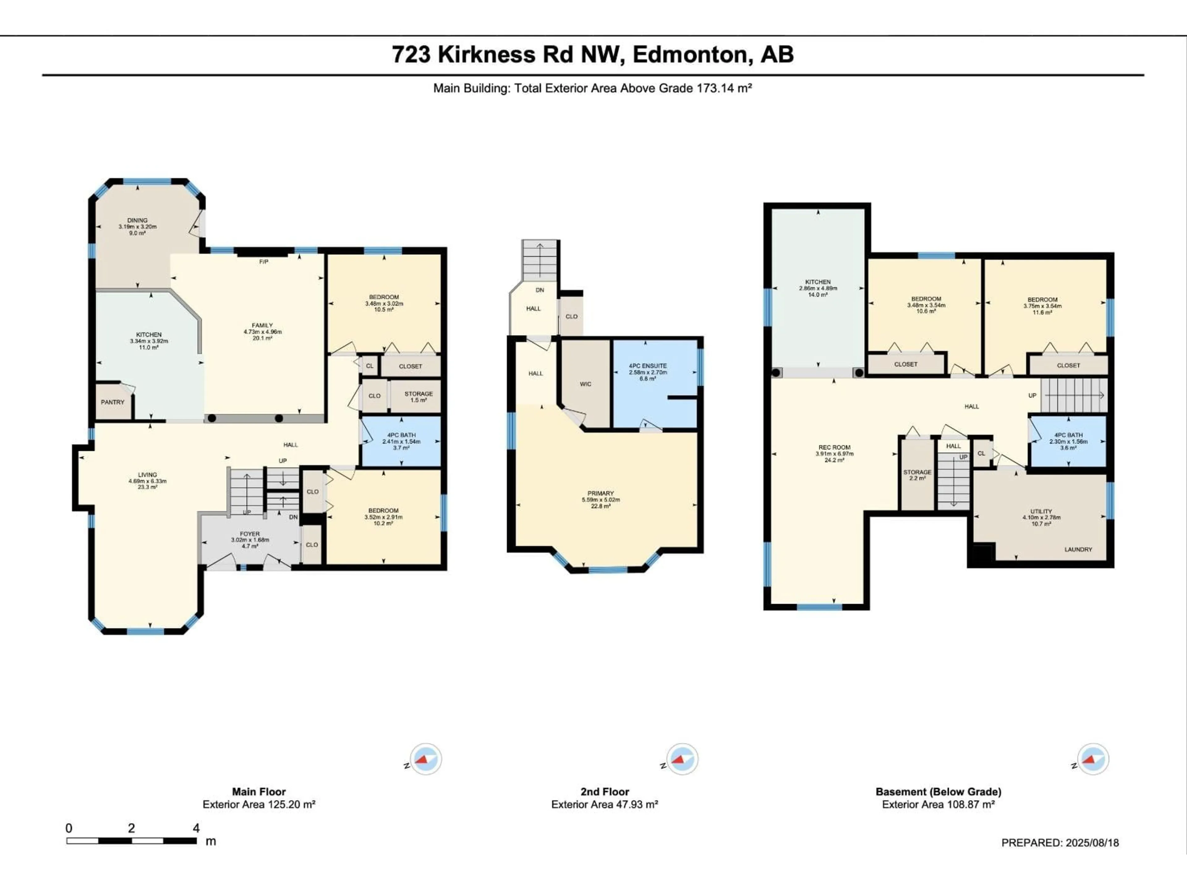 Floor plan for 723 KIRKNESS RD, Edmonton Alberta T5Y2Y8